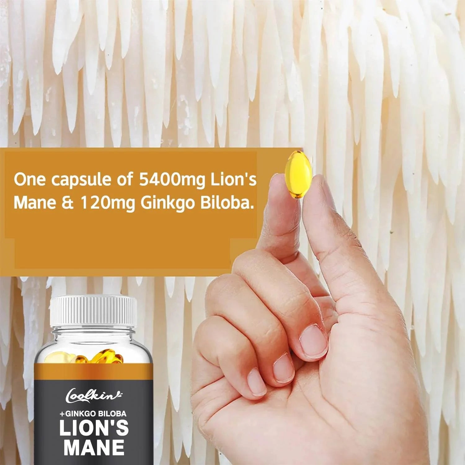 Lion's Mane Mushroom - Enhance Brain Function, Improve Memory & Cognition, Improve Mood, and Sleep Health - 60 Capsules