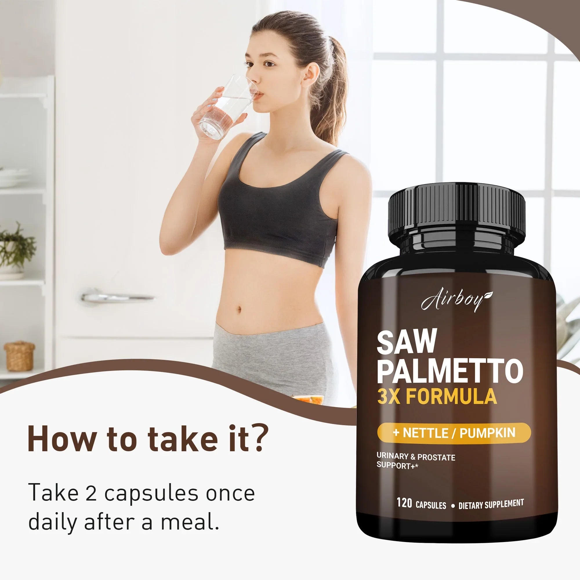Saw Palmetto Capsules - Supports Prostate and Urinary Tract Health, Blocks DHT, and Promotes Healthy Hair Growth - 120 Capsules