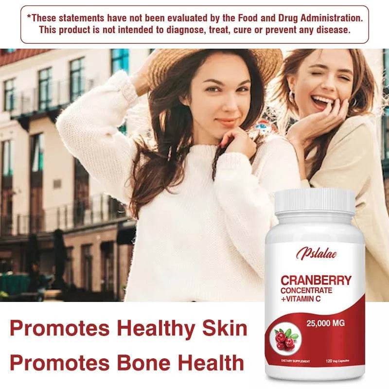 Cranberry Extract Supplement 25,000 Mg - Prostate Support, Aids Urination Contains Vitamin C and Vitamin E - 120 Capsules