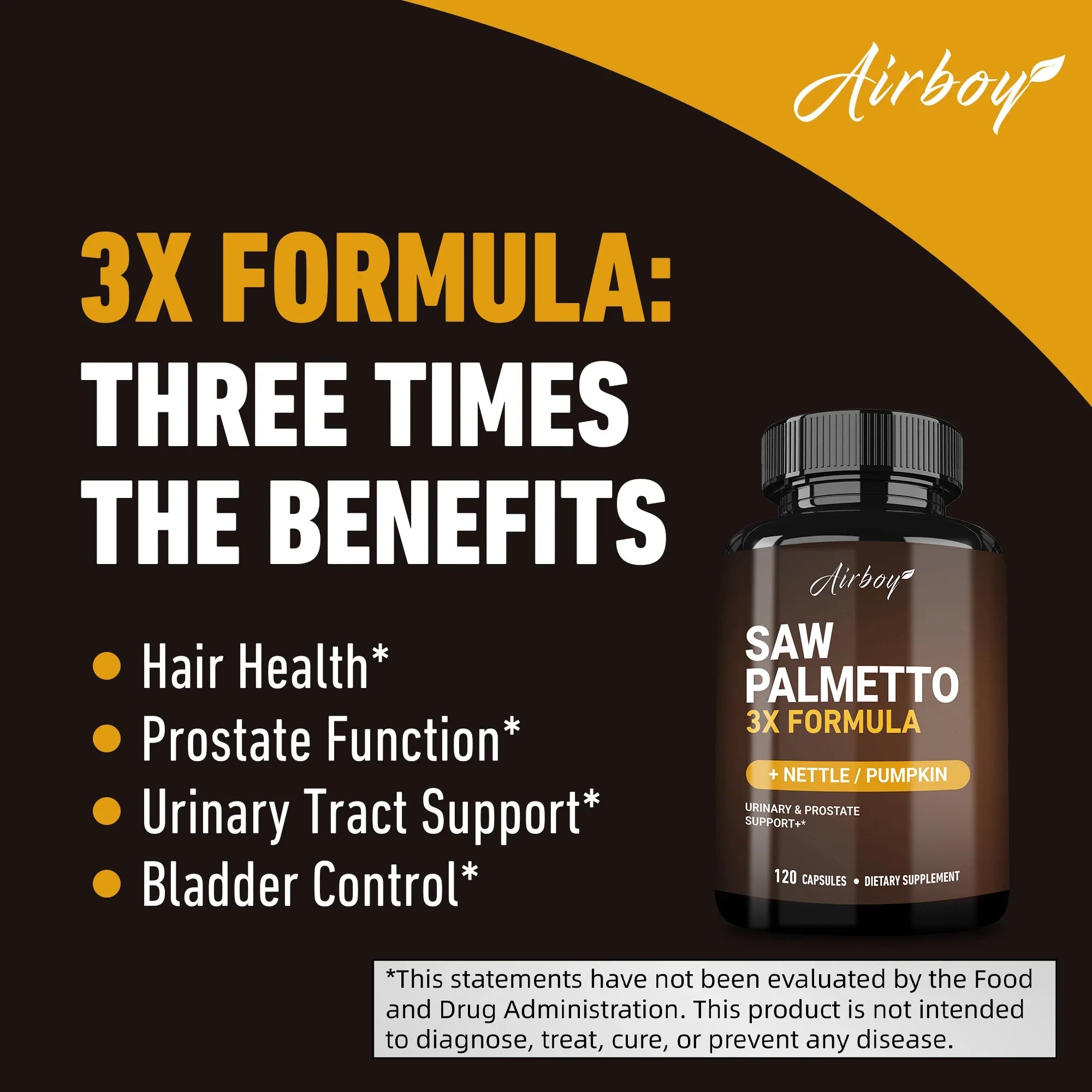 Saw Palmetto Capsules - Supports Prostate and Urinary Tract Health, Blocks DHT, and Promotes Healthy Hair Growth - 120 Capsules