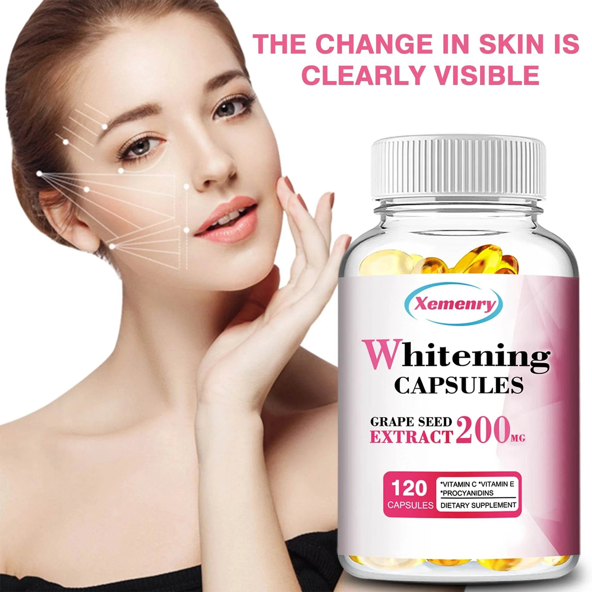 Whitening Capsules - Anti-aging, Anti-oxidation, Wrinkle Reduction, Skin Whitening - 120 Capsules