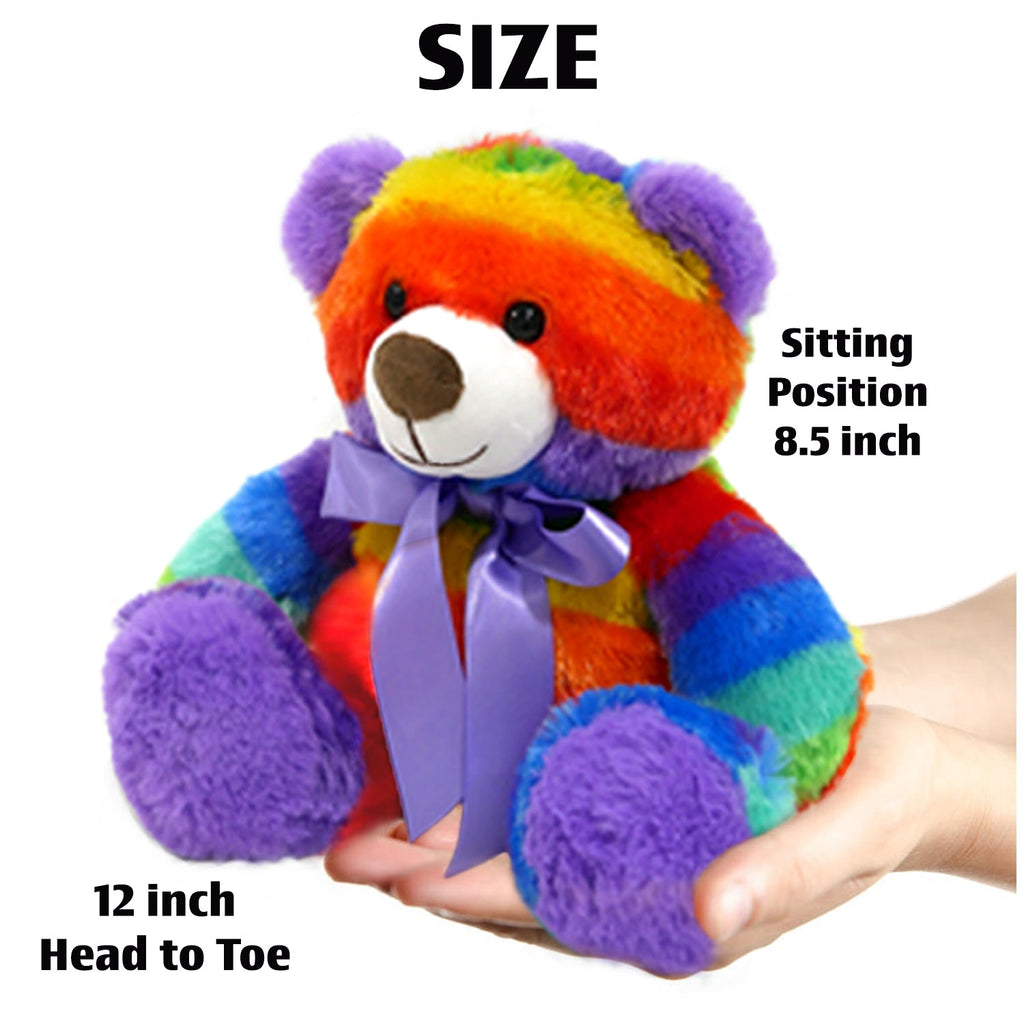 Rainbow Teddy Bear Set of 2 - Plush Stuffed Animal Cuddly Soft 12 inch