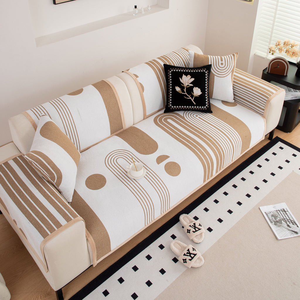 Modern Geometric Sofa Cover - Thick Woven, Pet Friendly, Stylish Couch Protector