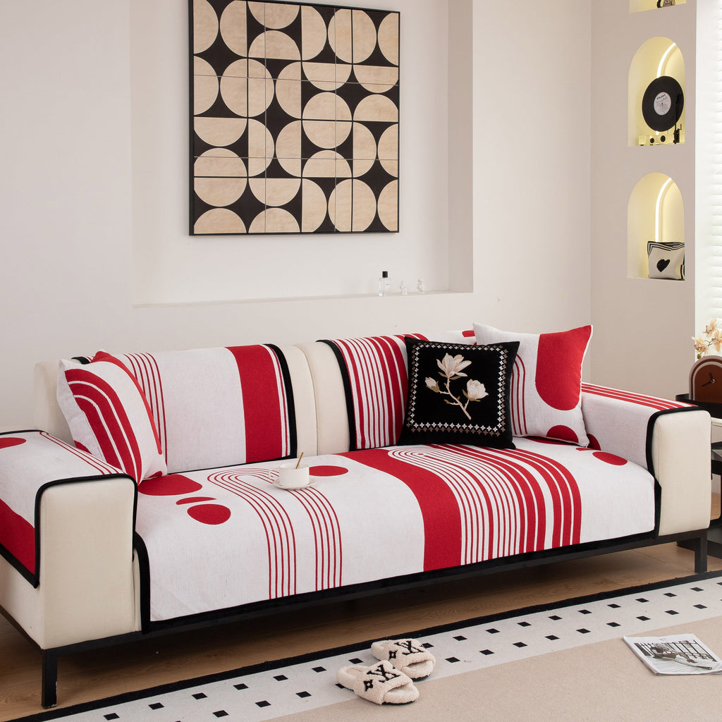 Modern Geometric Sofa Cover - Thick Woven, Pet Friendly, Stylish Couch Protector
