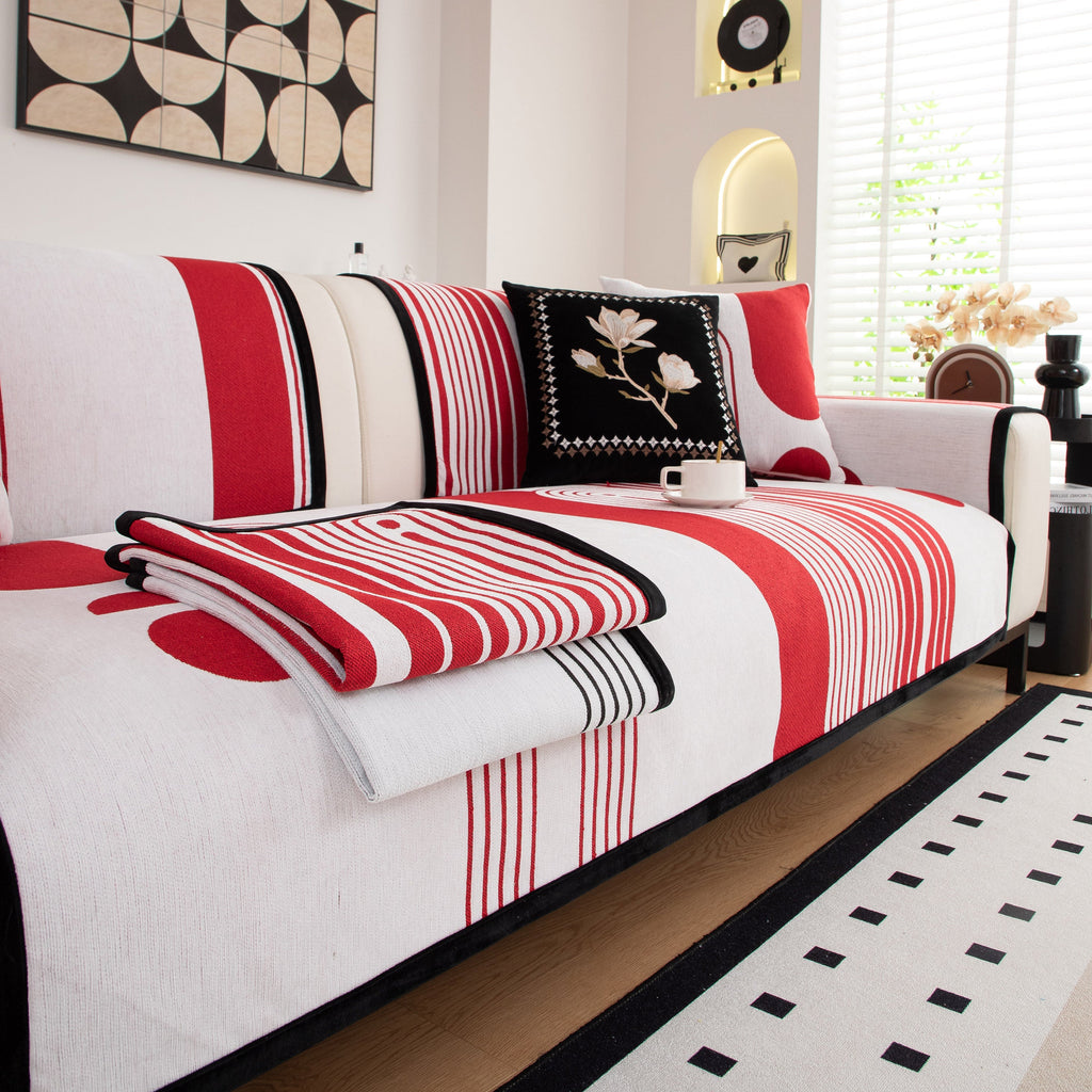 Modern Geometric Sofa Cover - Thick Woven, Pet Friendly, Stylish Couch Protector