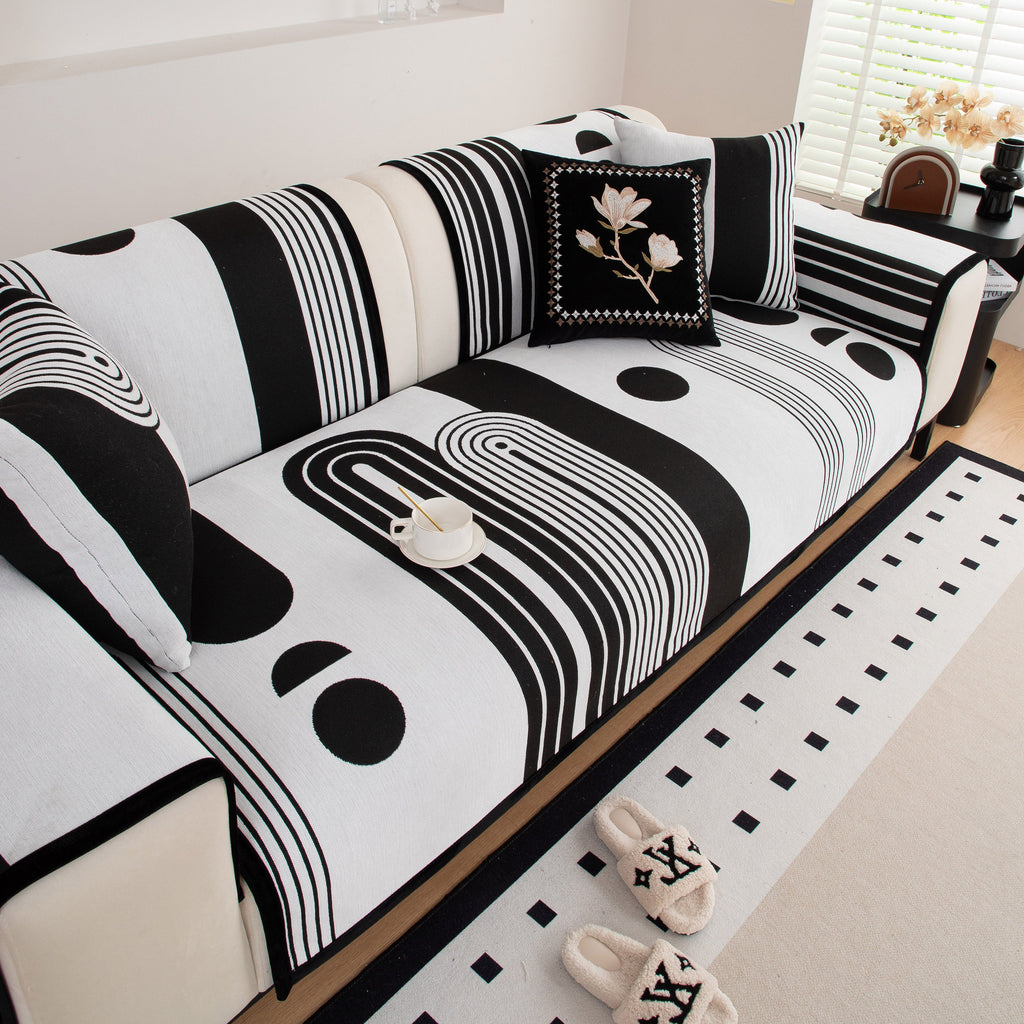Modern Geometric Sofa Cover - Thick Woven, Pet Friendly, Stylish Couch Protector