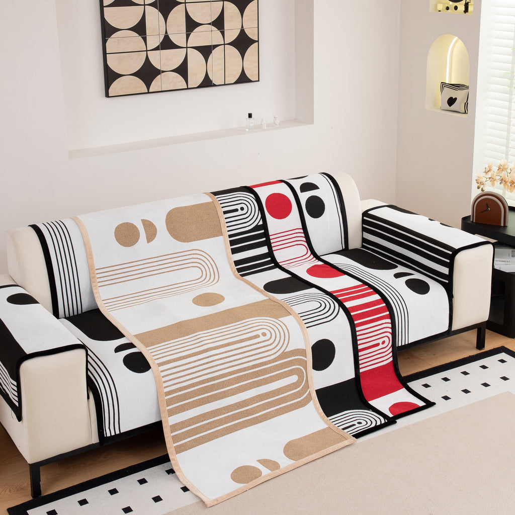 Modern Geometric Sofa Cover - Thick Woven, Pet Friendly, Stylish Couch Protector