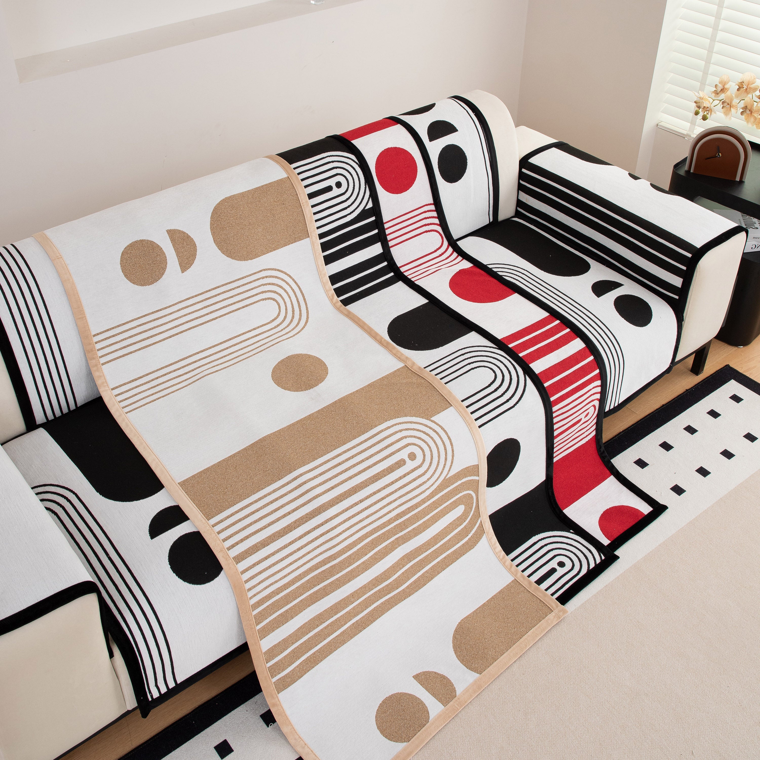 Modern Geometric Sofa Cover - Thick Woven, Pet Friendly, Stylish Couch Protector