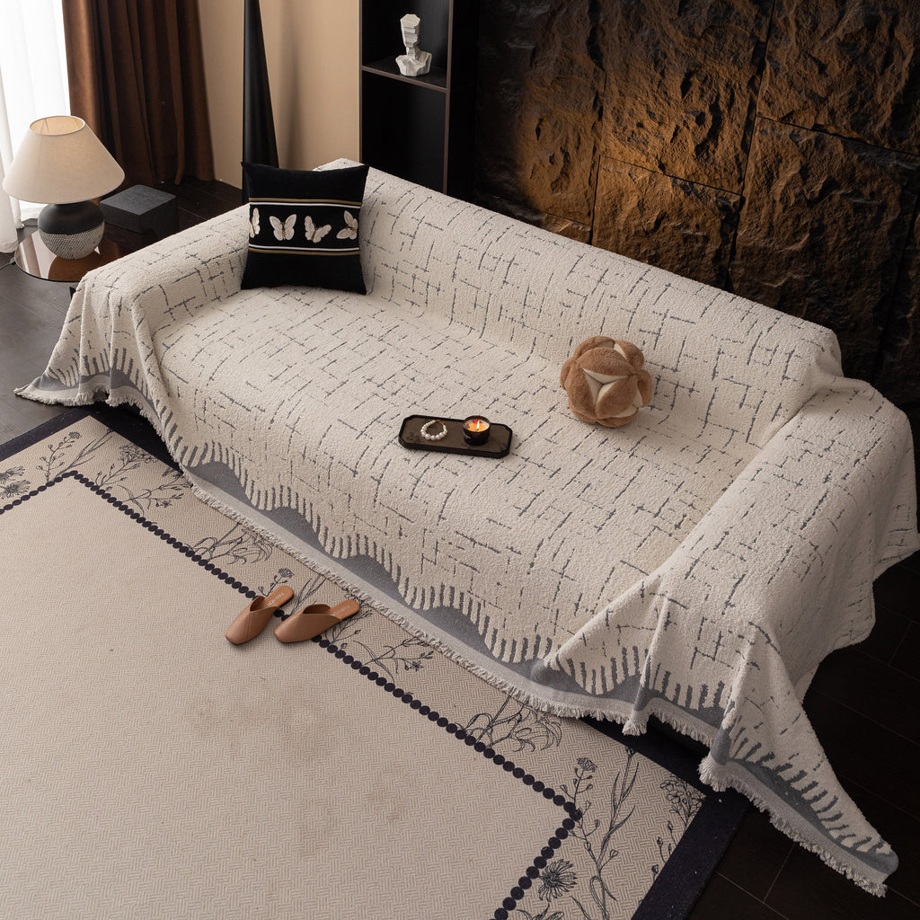 Chenille Sofa Cover Throw Blanket Woven Textured Decorative Furniture Slipcover