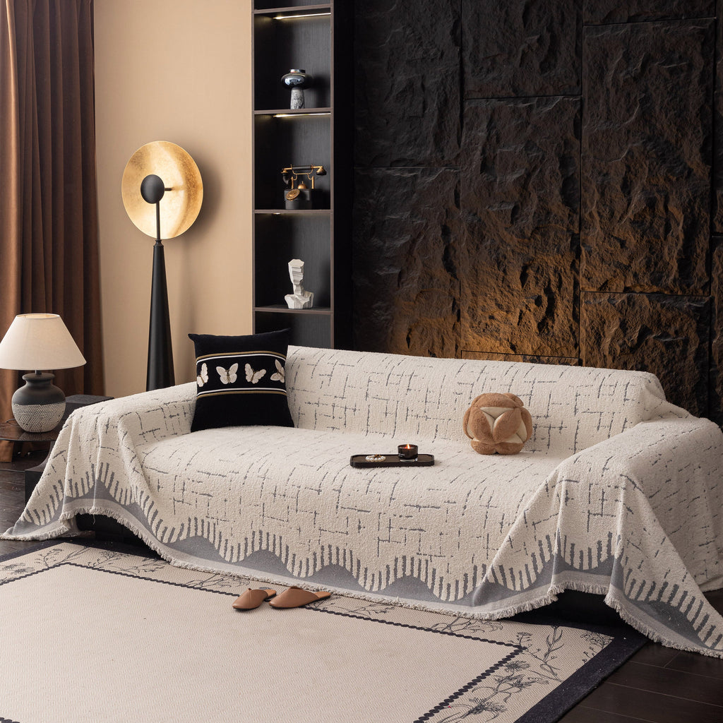 Chenille Sofa Cover Throw Blanket Woven Textured Decorative Furniture Slipcover