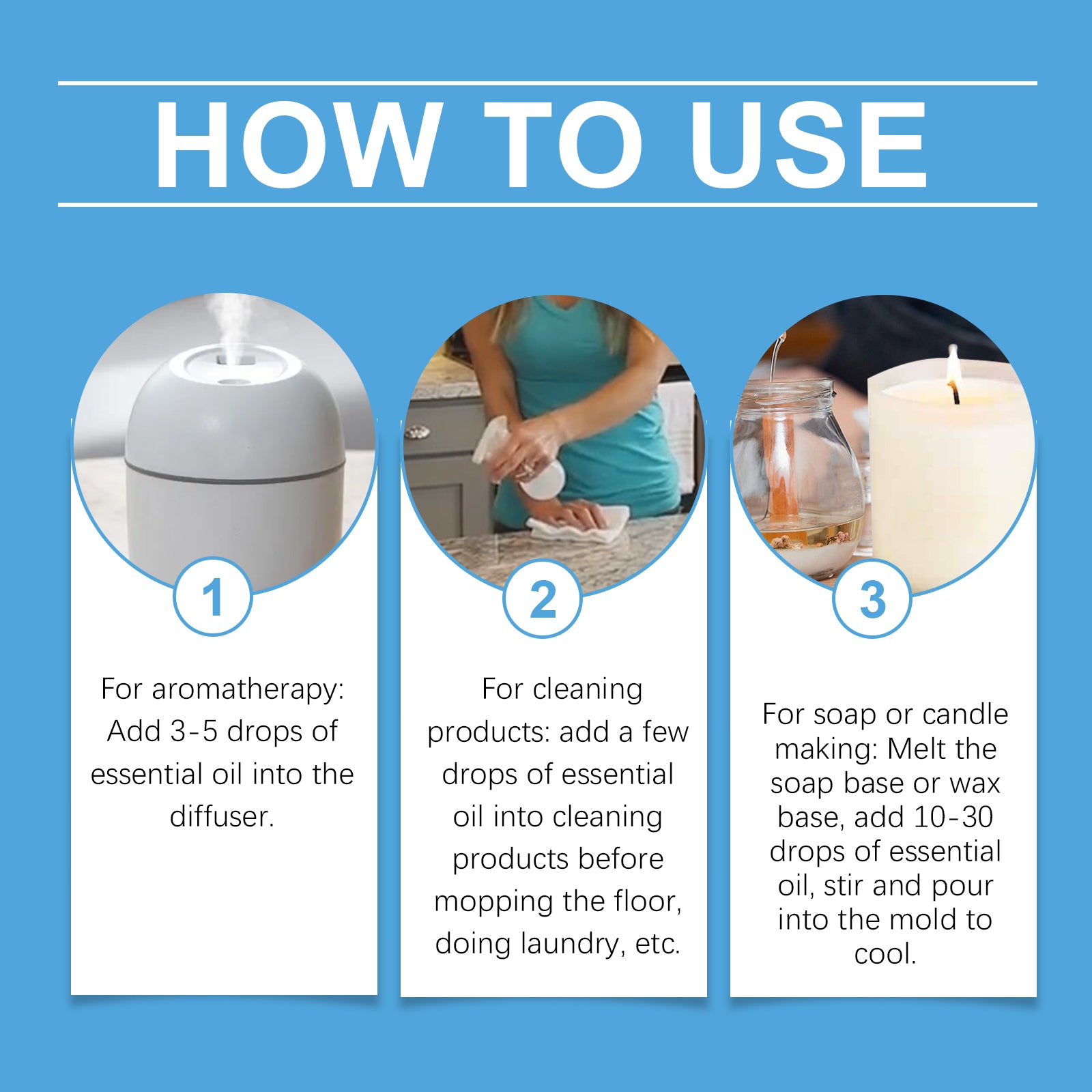 Cleansing Essential Oil Set, Fresh Natural Humidifier Essential Oil Lasting Essential Oil Perfume Oil