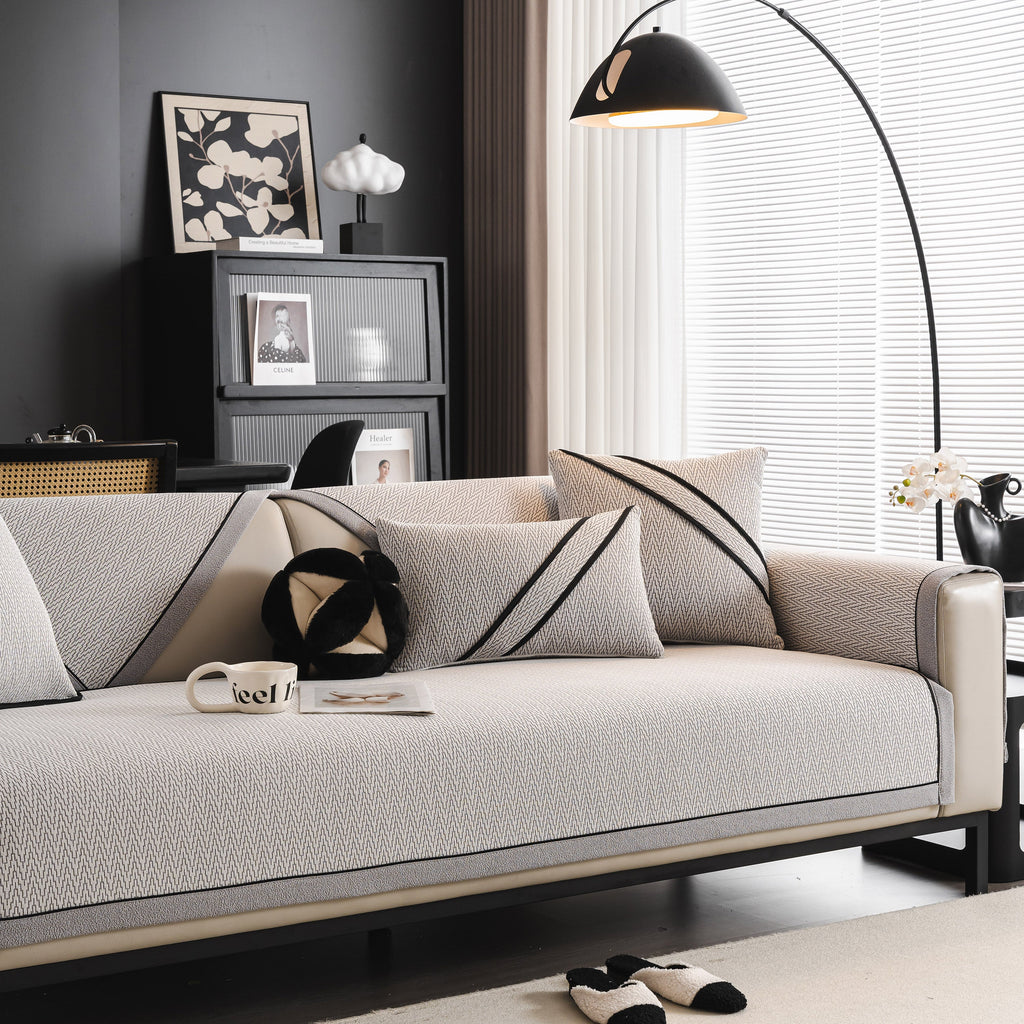 Herringbone Couch Protector for Pets, Non-Slip Washable Sectional Couch Covers