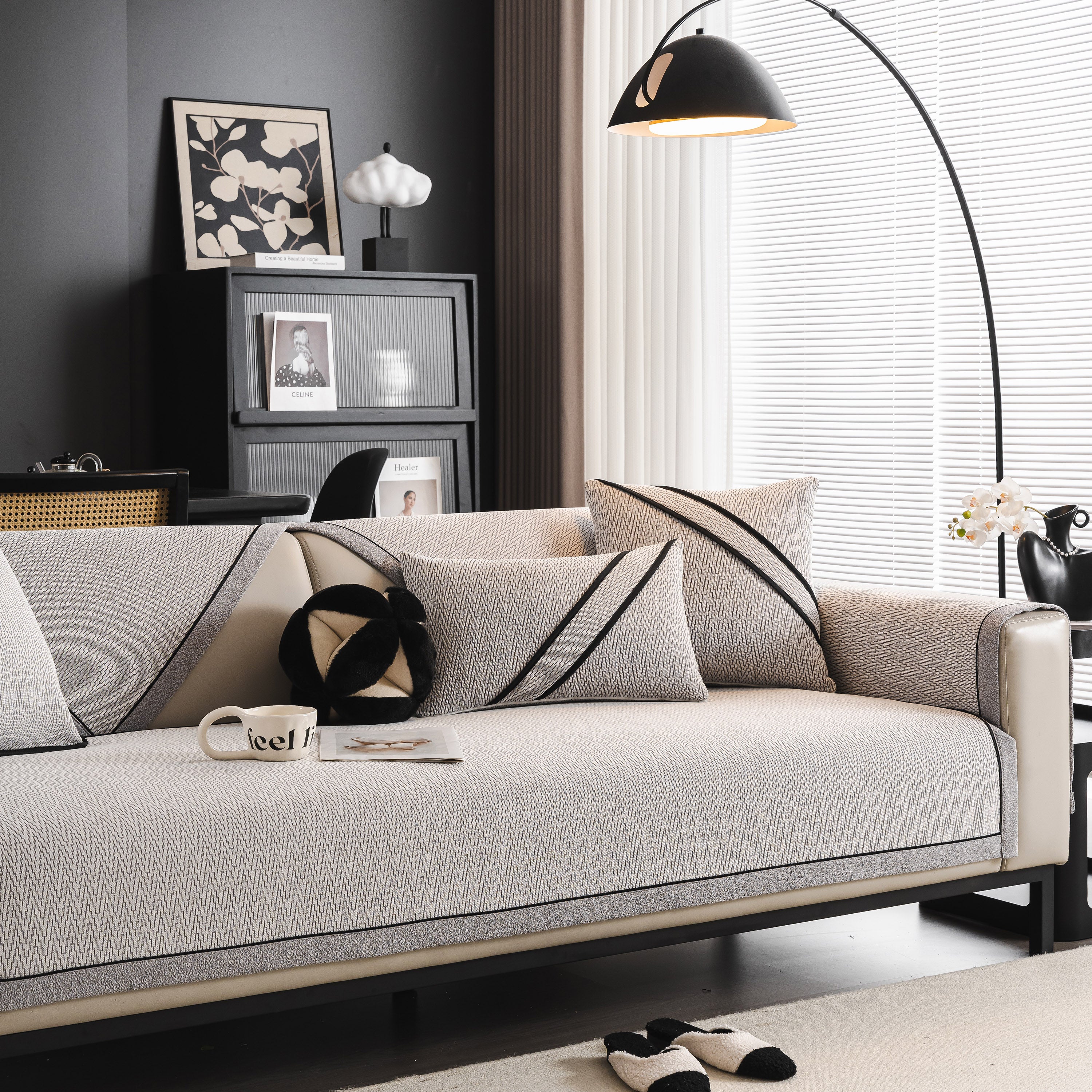 Herringbone Couch Protector for Pets, Non-Slip Washable Sectional Couch Covers