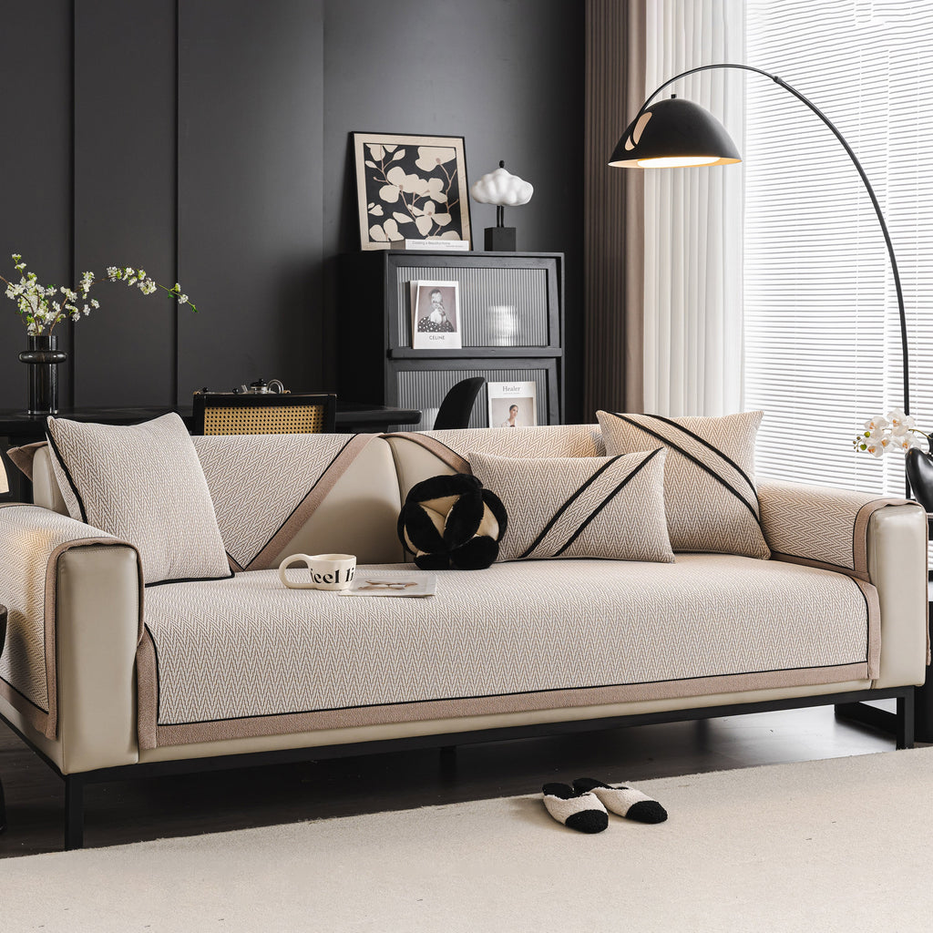 Herringbone Couch Protector for Pets, Non-Slip Washable Sectional Couch Covers