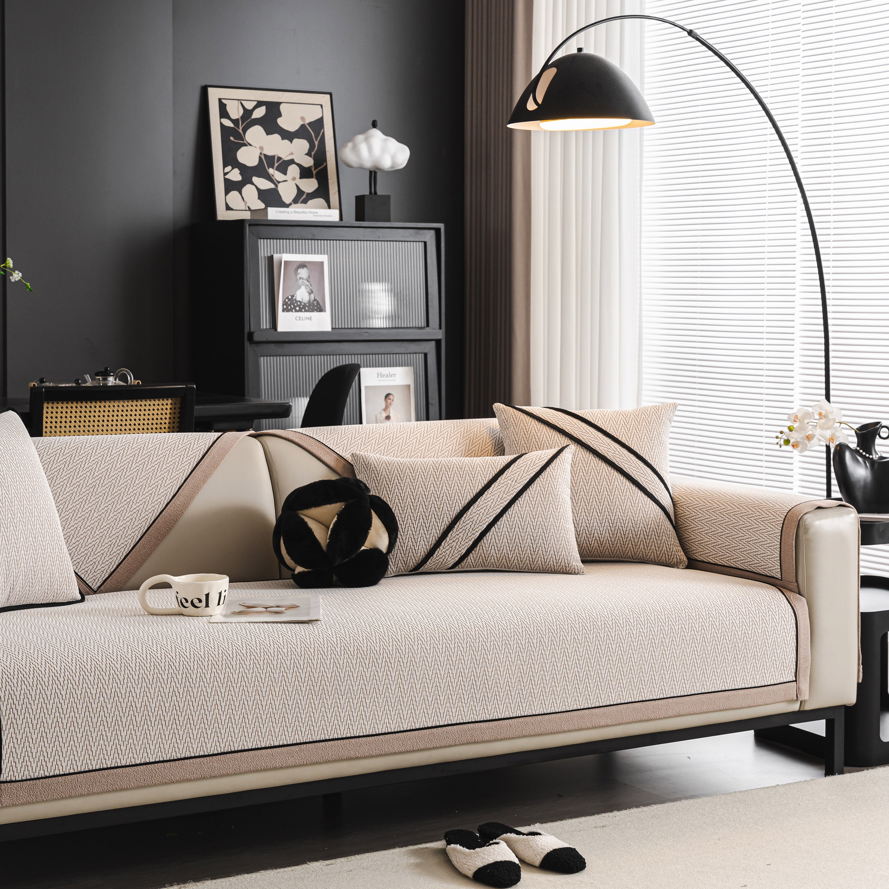 Herringbone Couch Protector for Pets, Non-Slip Washable Sectional Couch Covers