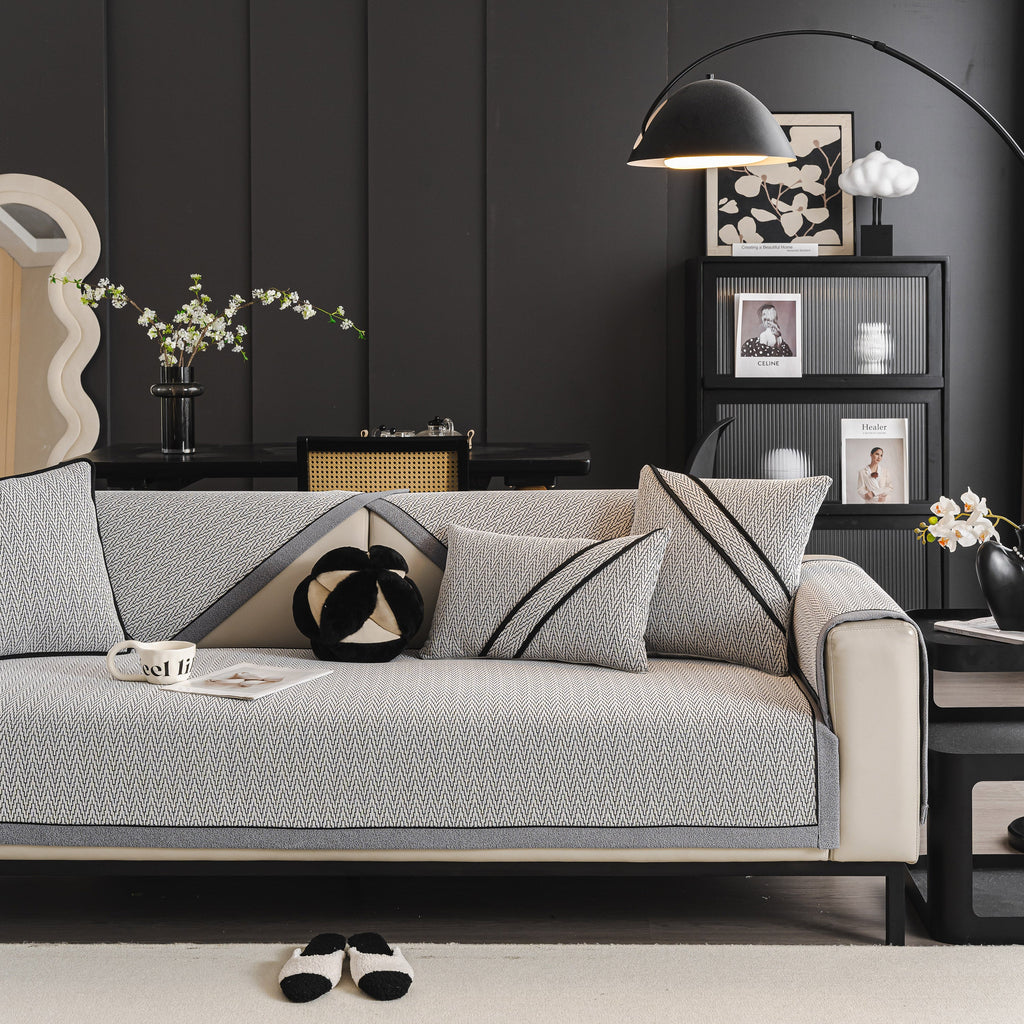 Herringbone Couch Protector for Pets, Non-Slip Washable Sectional Couch Covers