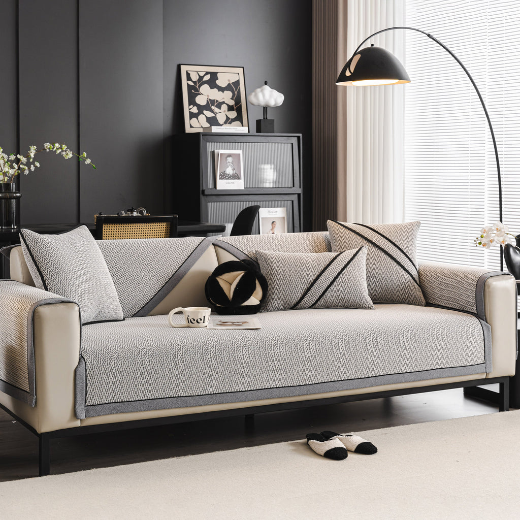 Herringbone Couch Protector for Pets, Non-Slip Washable Sectional Couch Covers