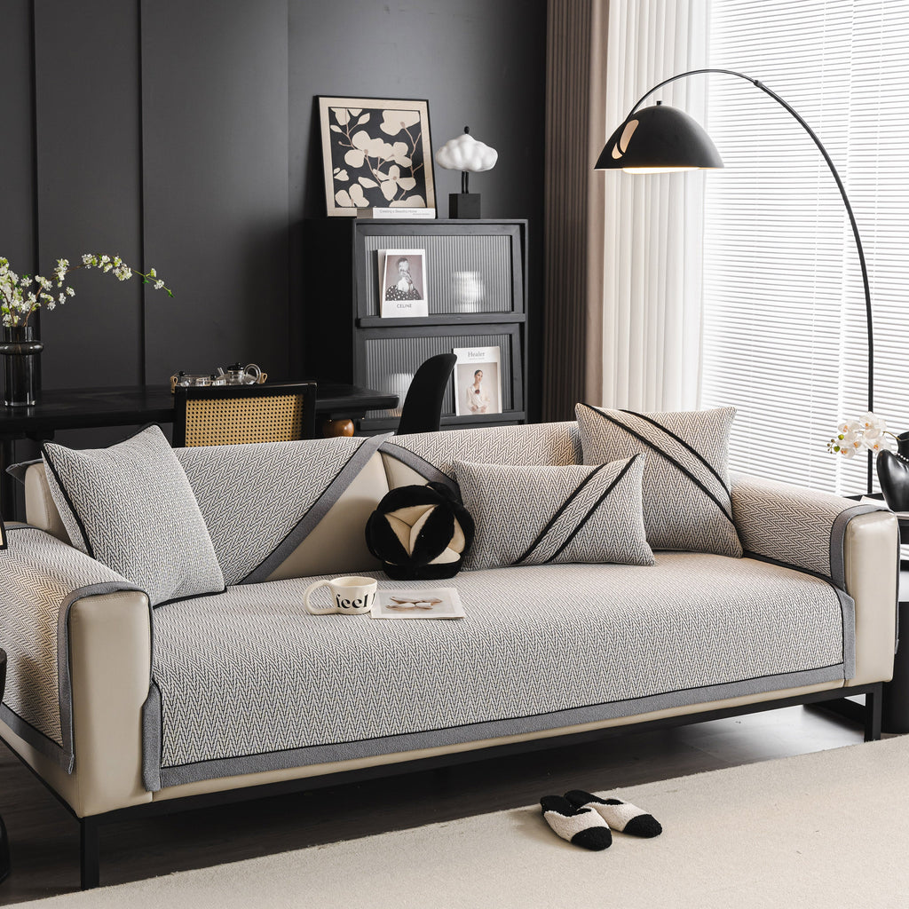 Herringbone Couch Protector for Pets, Non-Slip Washable Sectional Couch Covers