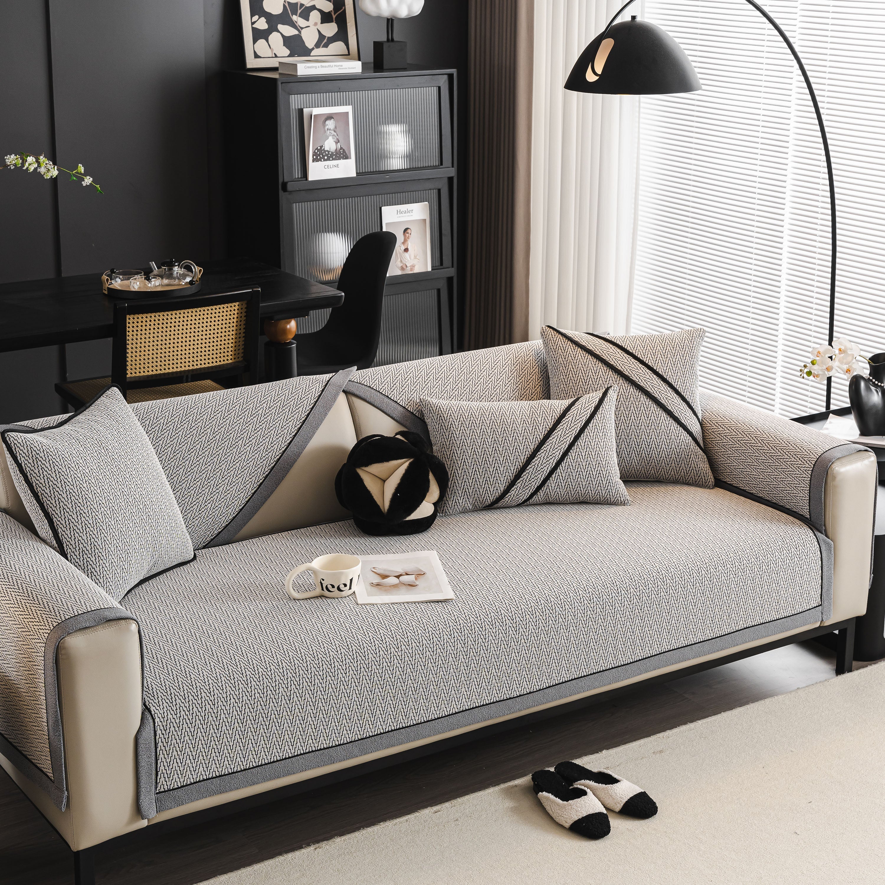 Herringbone Couch Protector for Pets, Non-Slip Washable Sectional Couch Covers