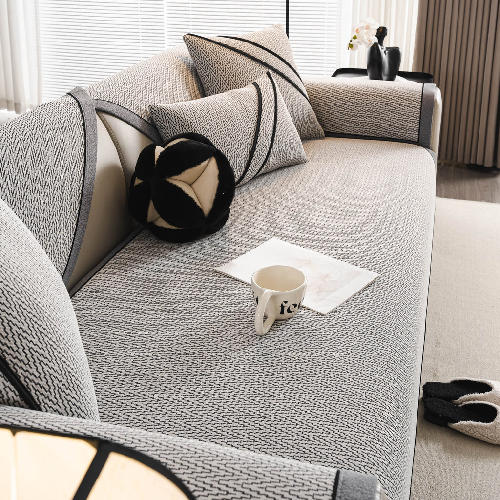 Herringbone Couch Protector for Pets, Non-Slip Washable Sectional Couch Covers