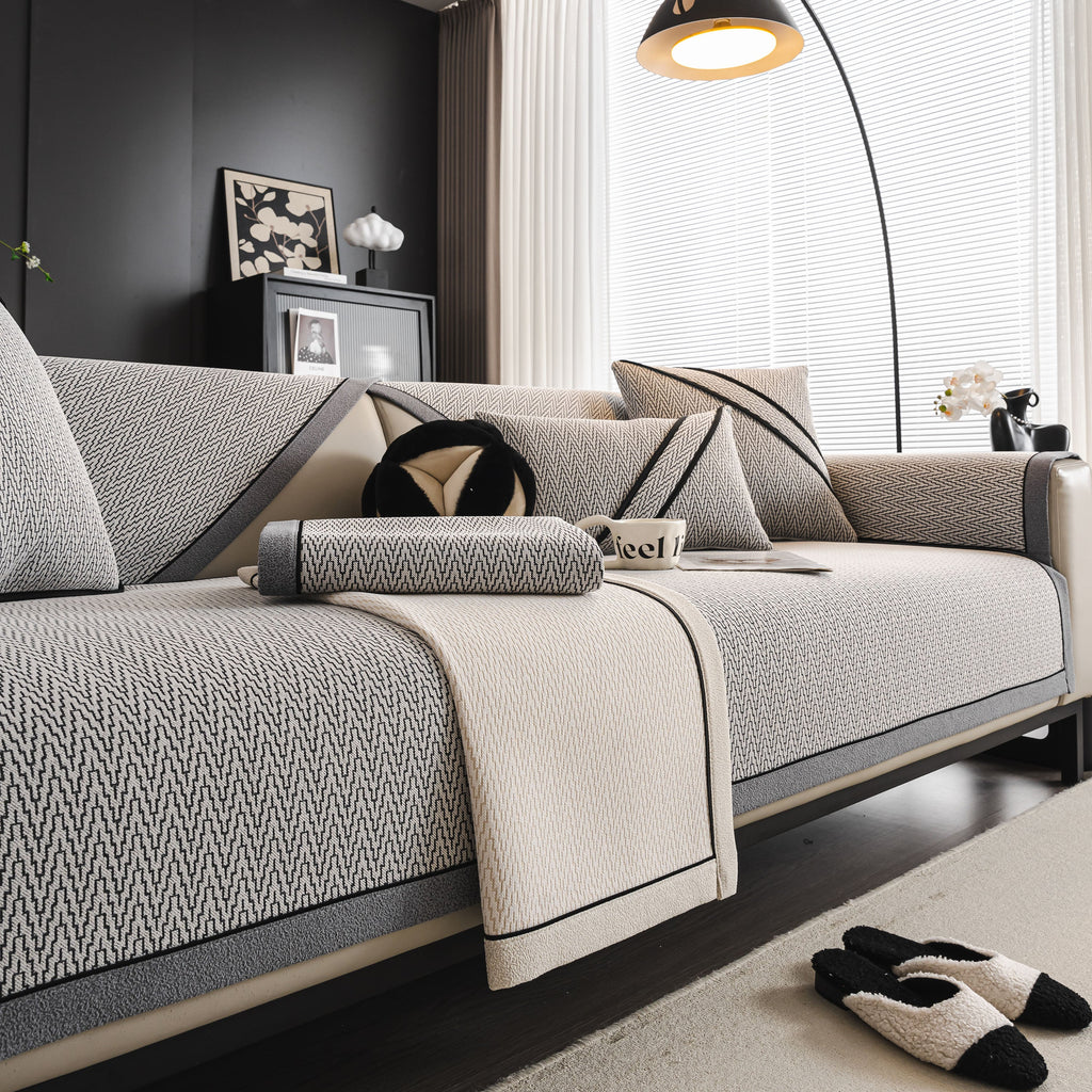 Herringbone Couch Protector for Pets, Non-Slip Washable Sectional Couch Covers