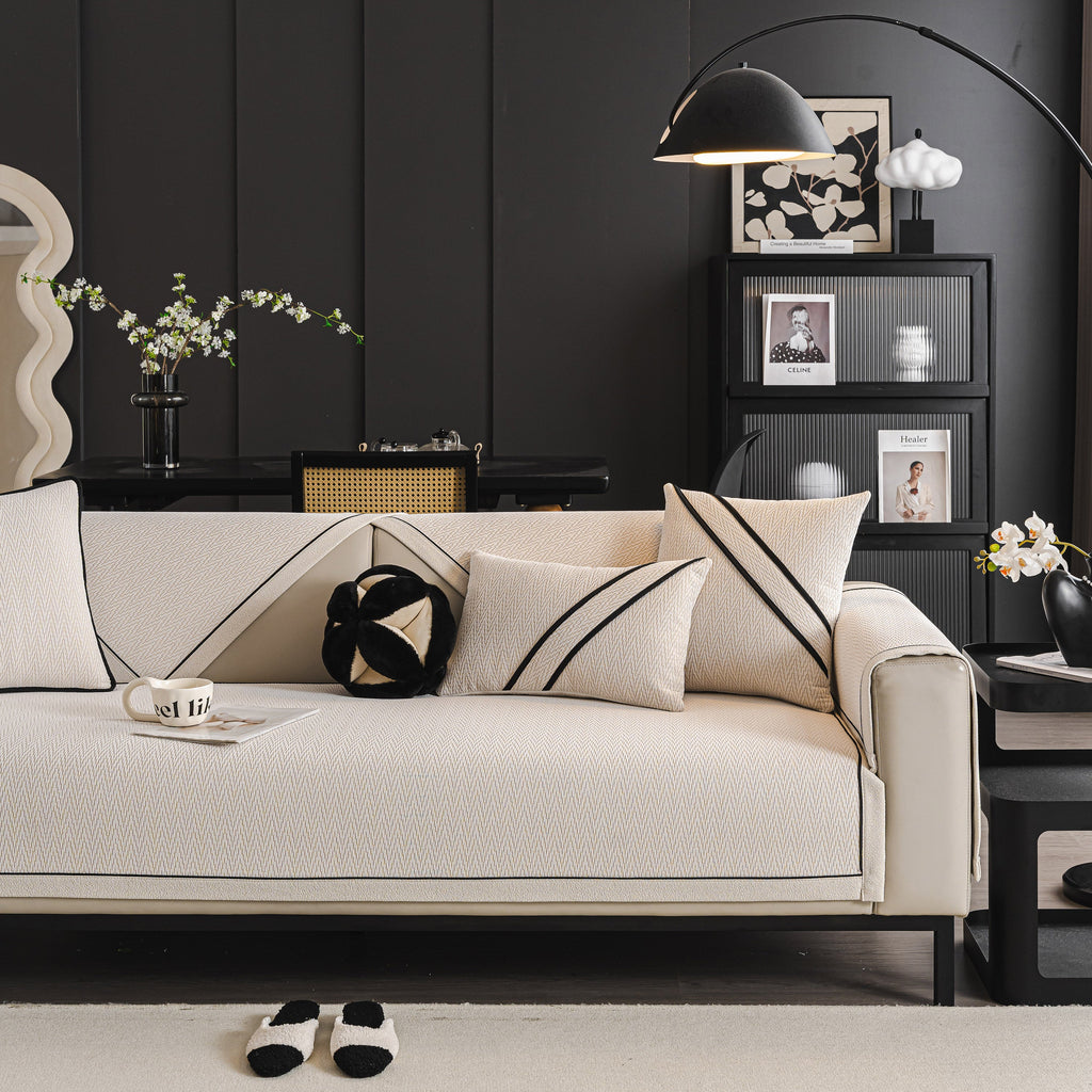 Herringbone Couch Protector for Pets, Non-Slip Washable Sectional Couch Covers