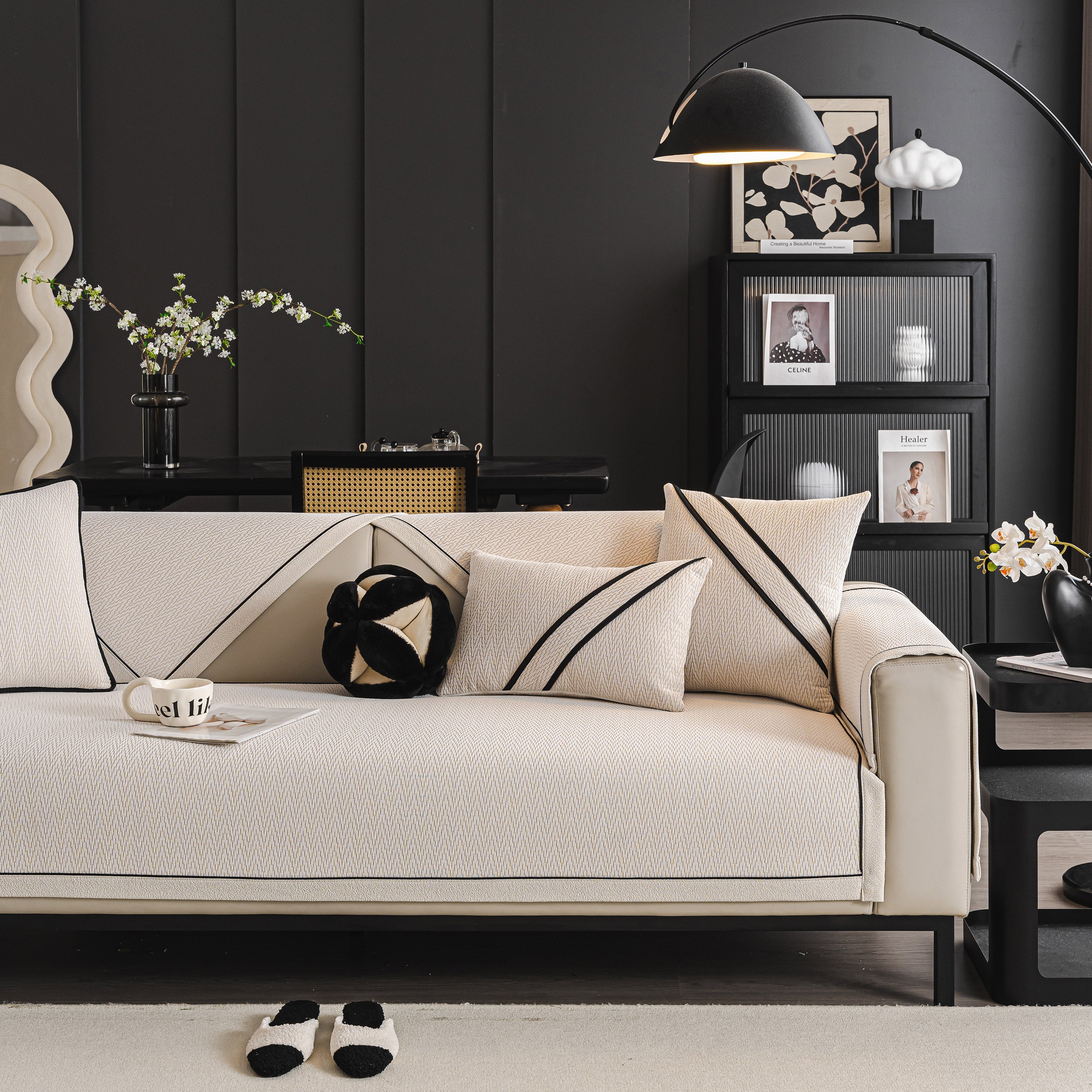 Herringbone Couch Protector for Pets, Non-Slip Washable Sectional Couch Covers