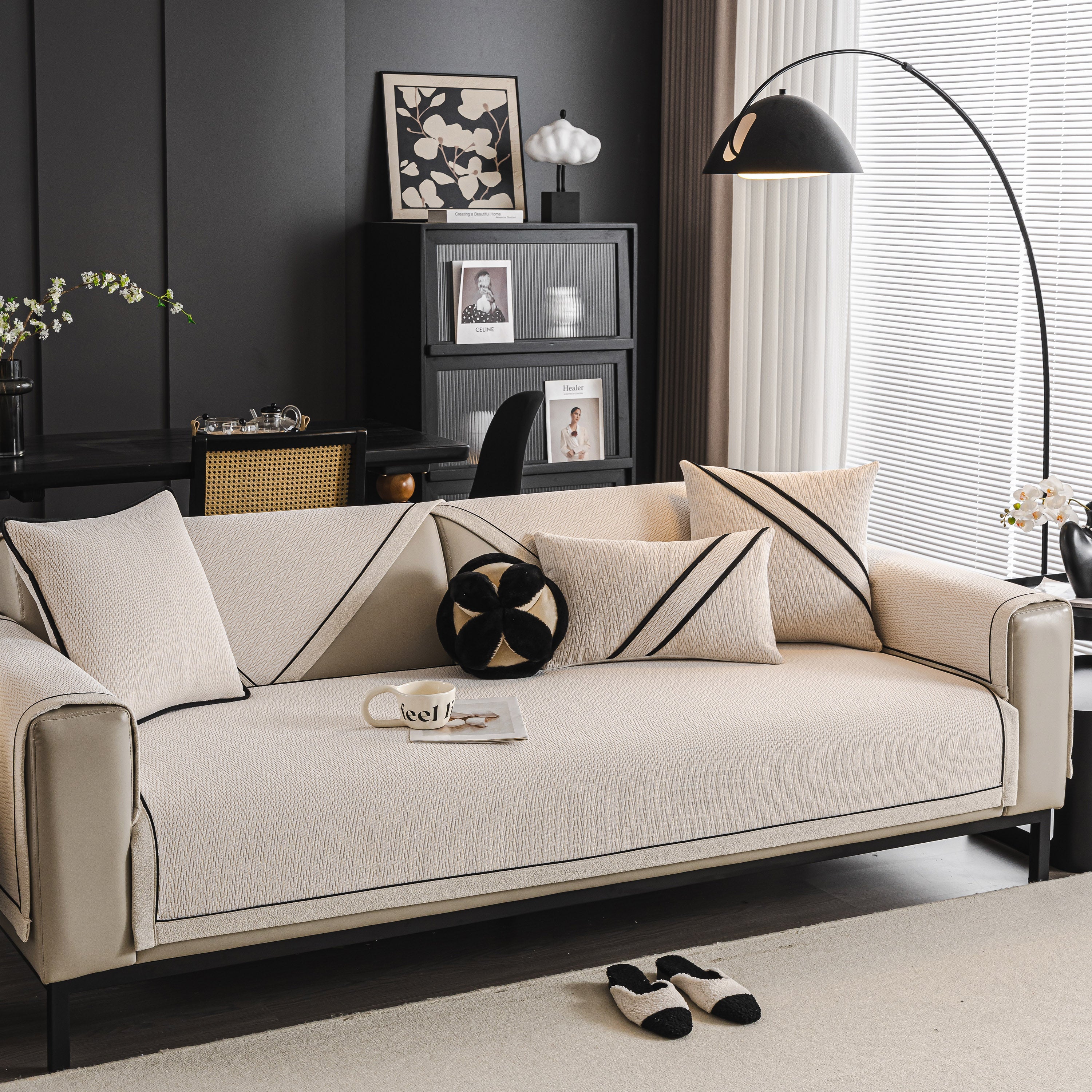 Herringbone Couch Protector for Pets, Non-Slip Washable Sectional Couch Covers