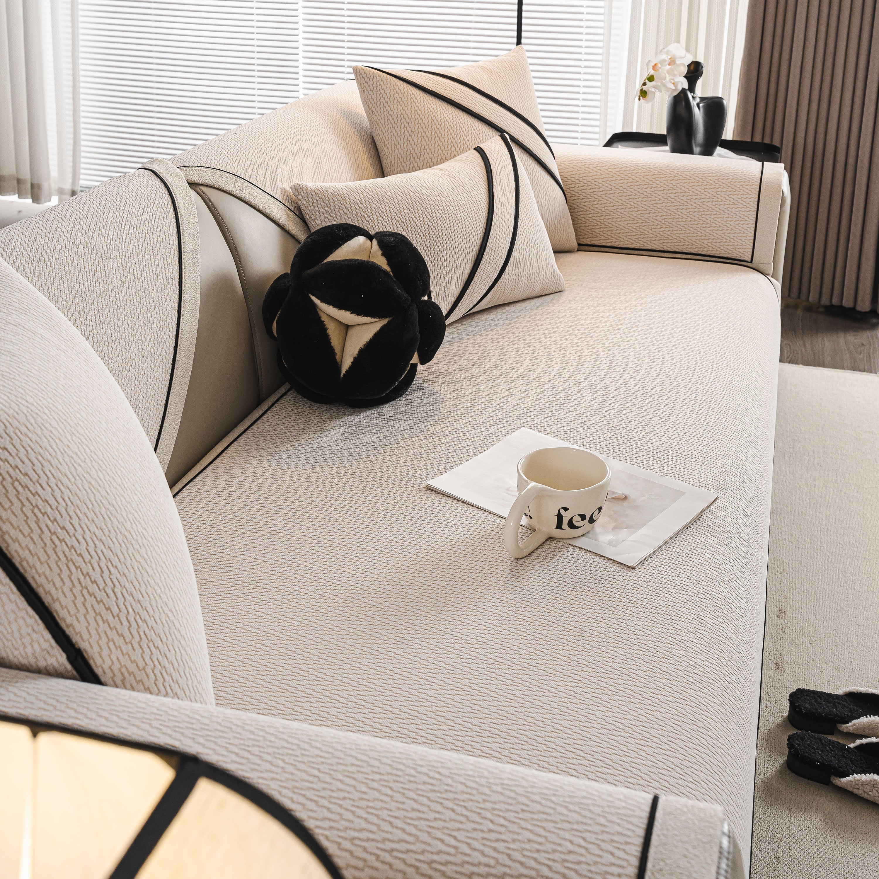 Herringbone Couch Protector for Pets, Non-Slip Washable Sectional Couch Covers