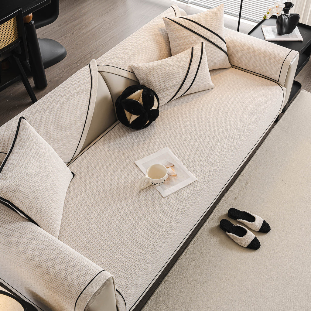 Herringbone Couch Protector for Pets, Non-Slip Washable Sectional Couch Covers