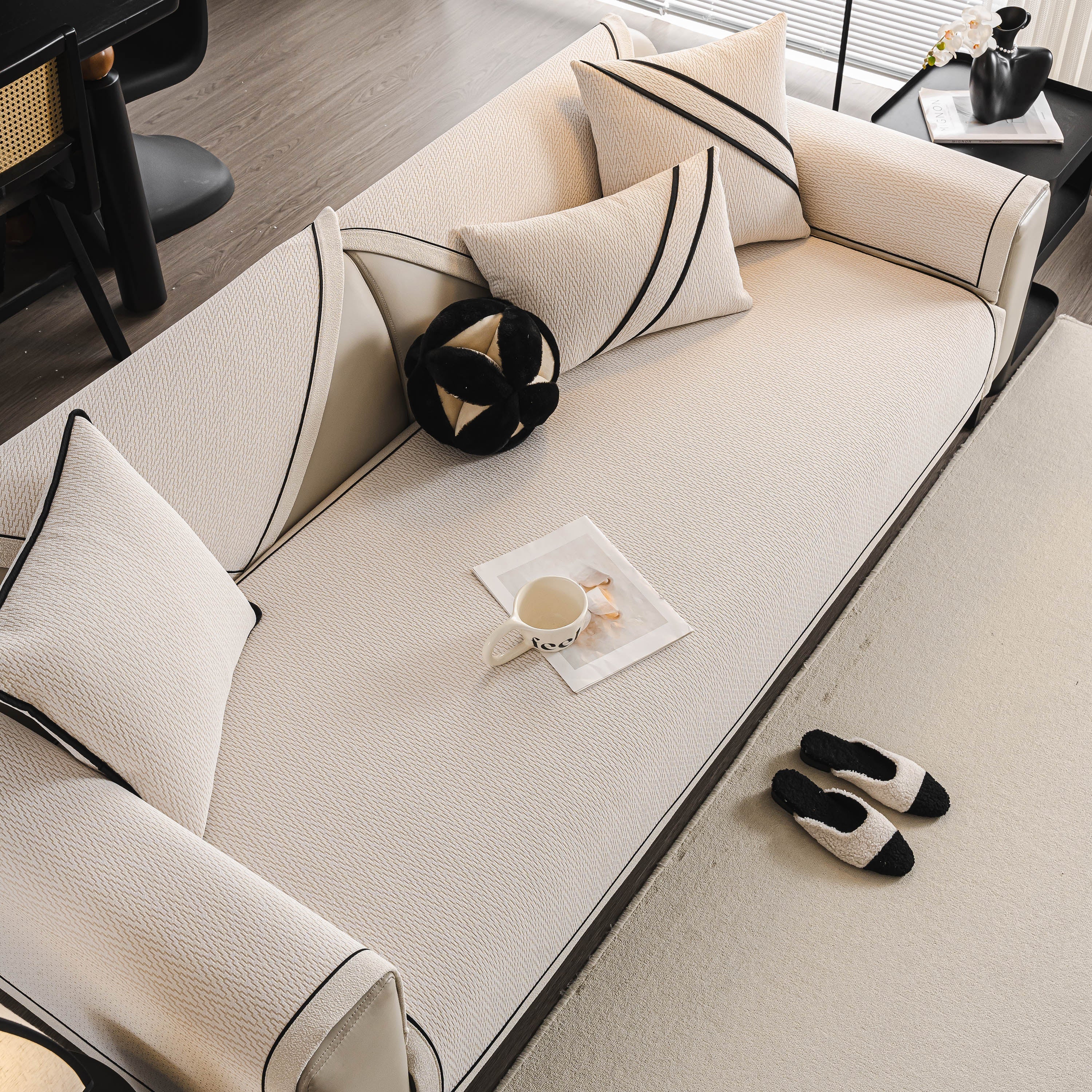 Herringbone Couch Protector for Pets, Non-Slip Washable Sectional Couch Covers