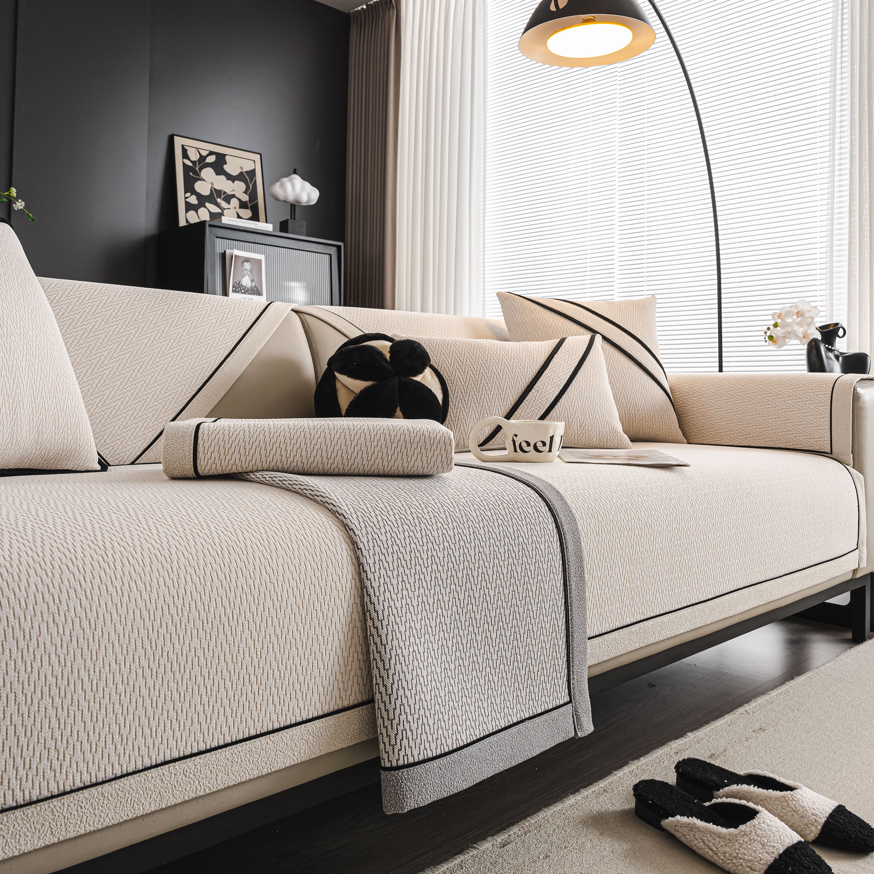 Herringbone Couch Protector for Pets, Non-Slip Washable Sectional Couch Covers