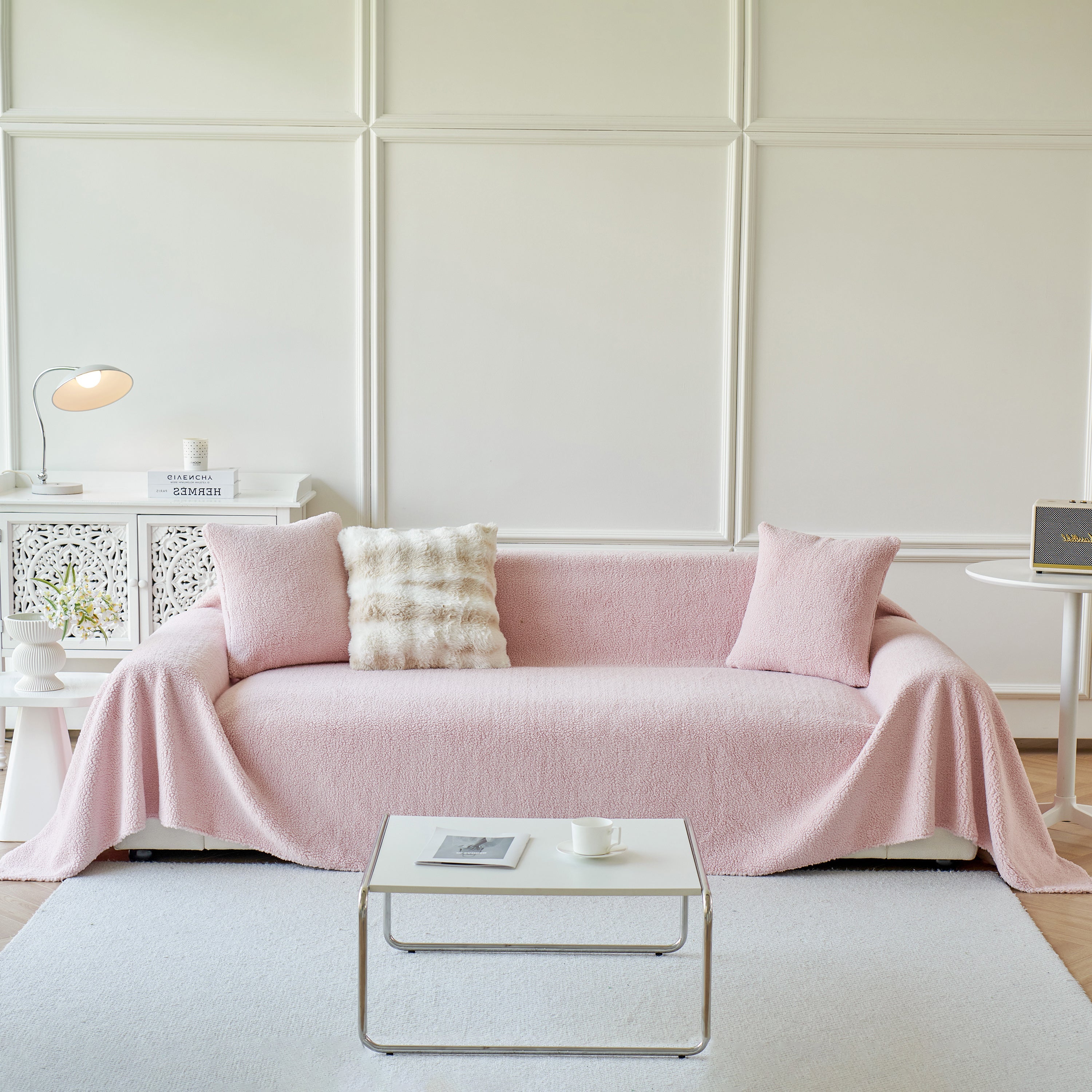 Thick Sherpa Fleece Sofa Protector Cover Stylish Durable Slipcovers for Couches and Chairs