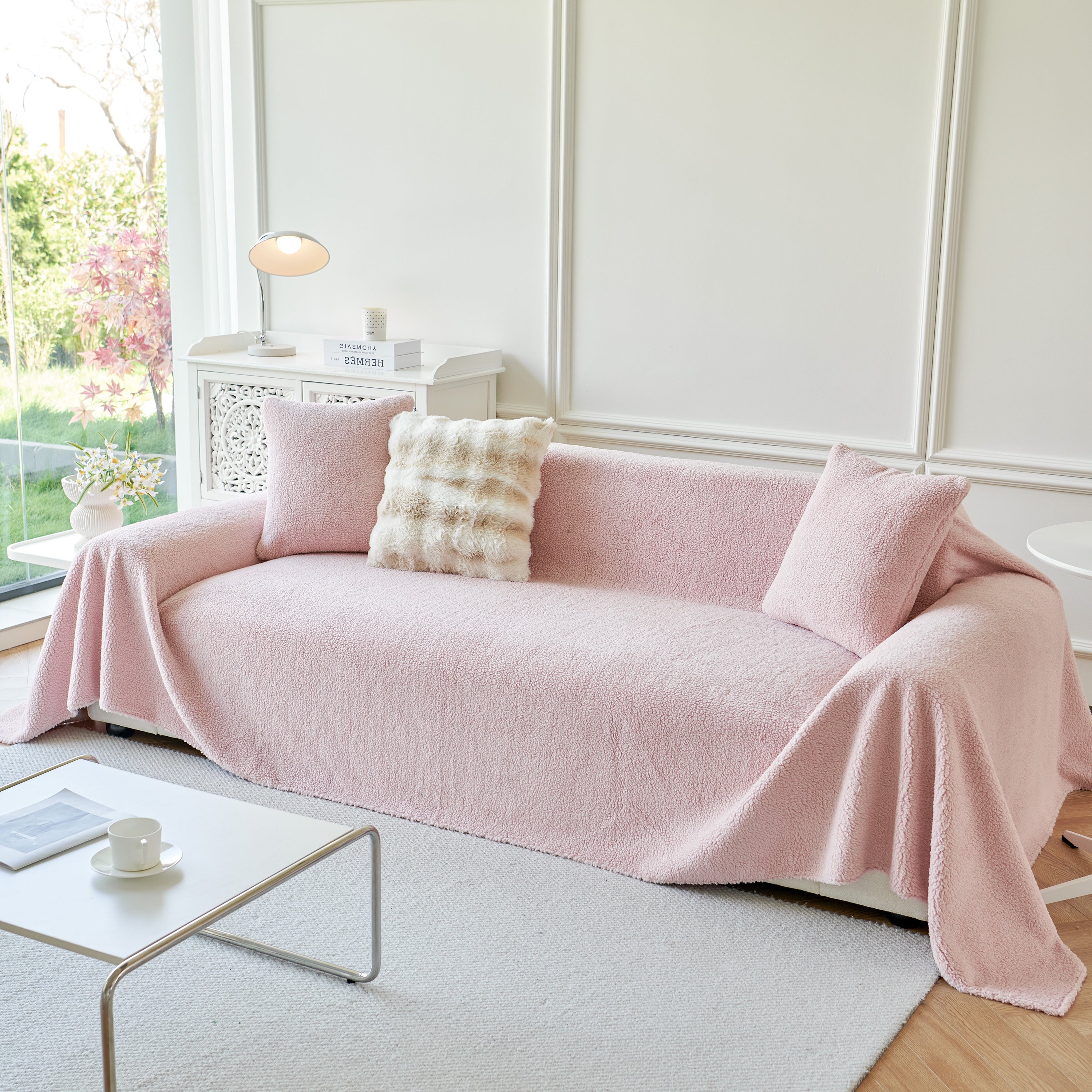 Thick Sherpa Fleece Sofa Protector Cover Stylish Durable Slipcovers for Couches and Chairs