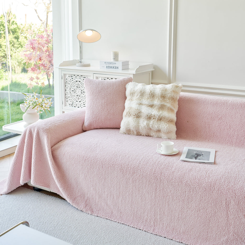 Thick Sherpa Fleece Sofa Protector Cover Stylish Durable Slipcovers for Couches and Chairs