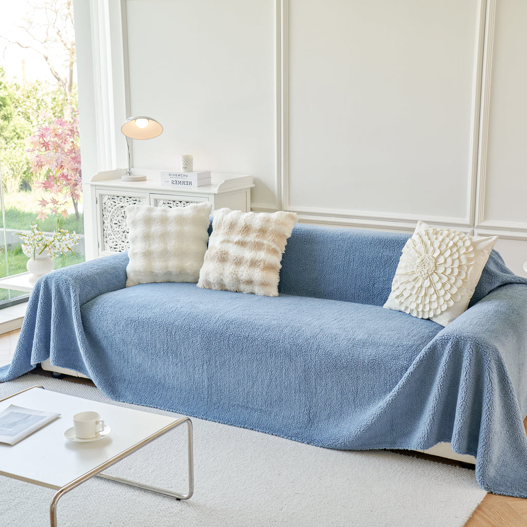Thick Sherpa Fleece Sofa Protector Cover Stylish Durable Slipcovers for Couches and Chairs
