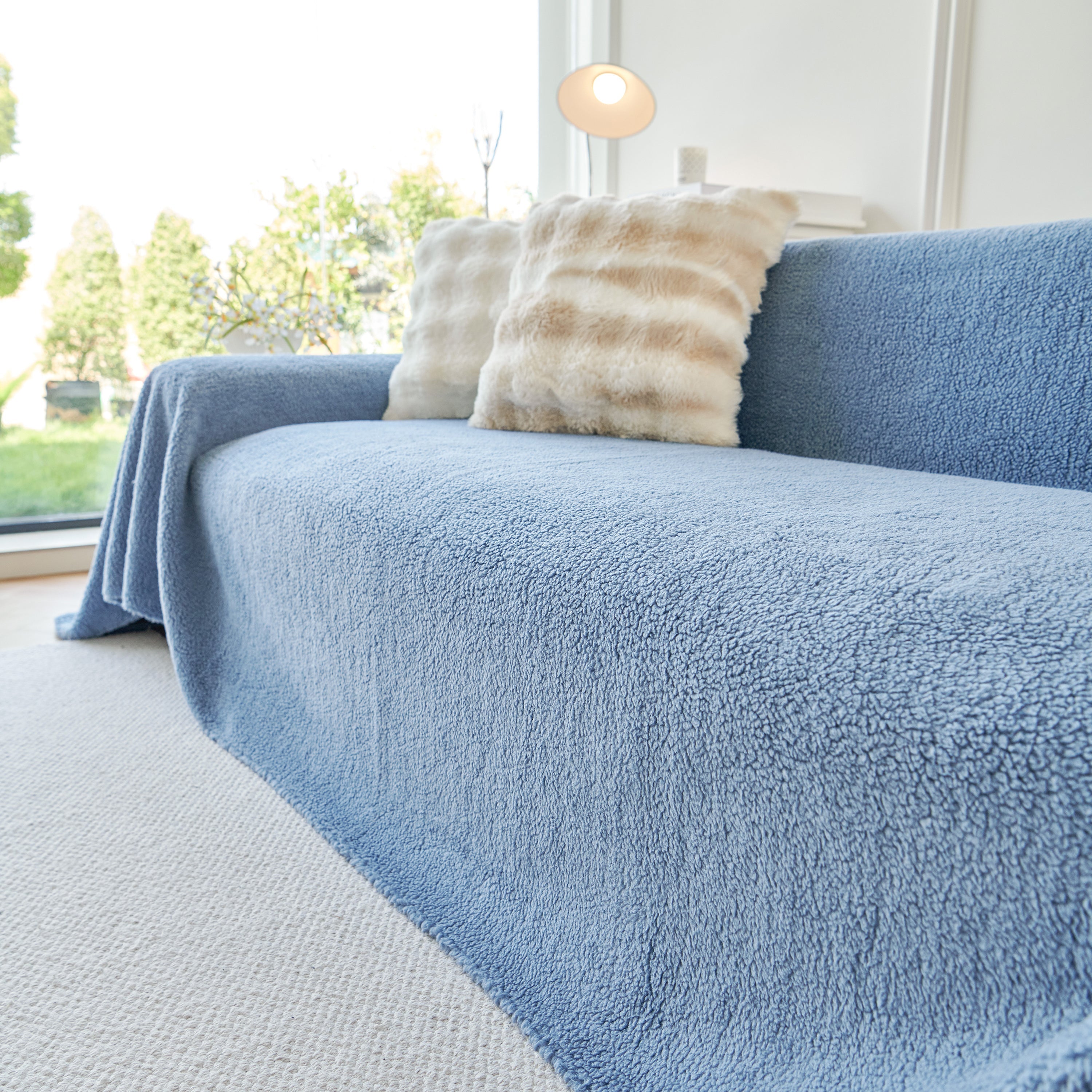Thick Sherpa Fleece Sofa Protector Cover Stylish Durable Slipcovers for Couches and Chairs