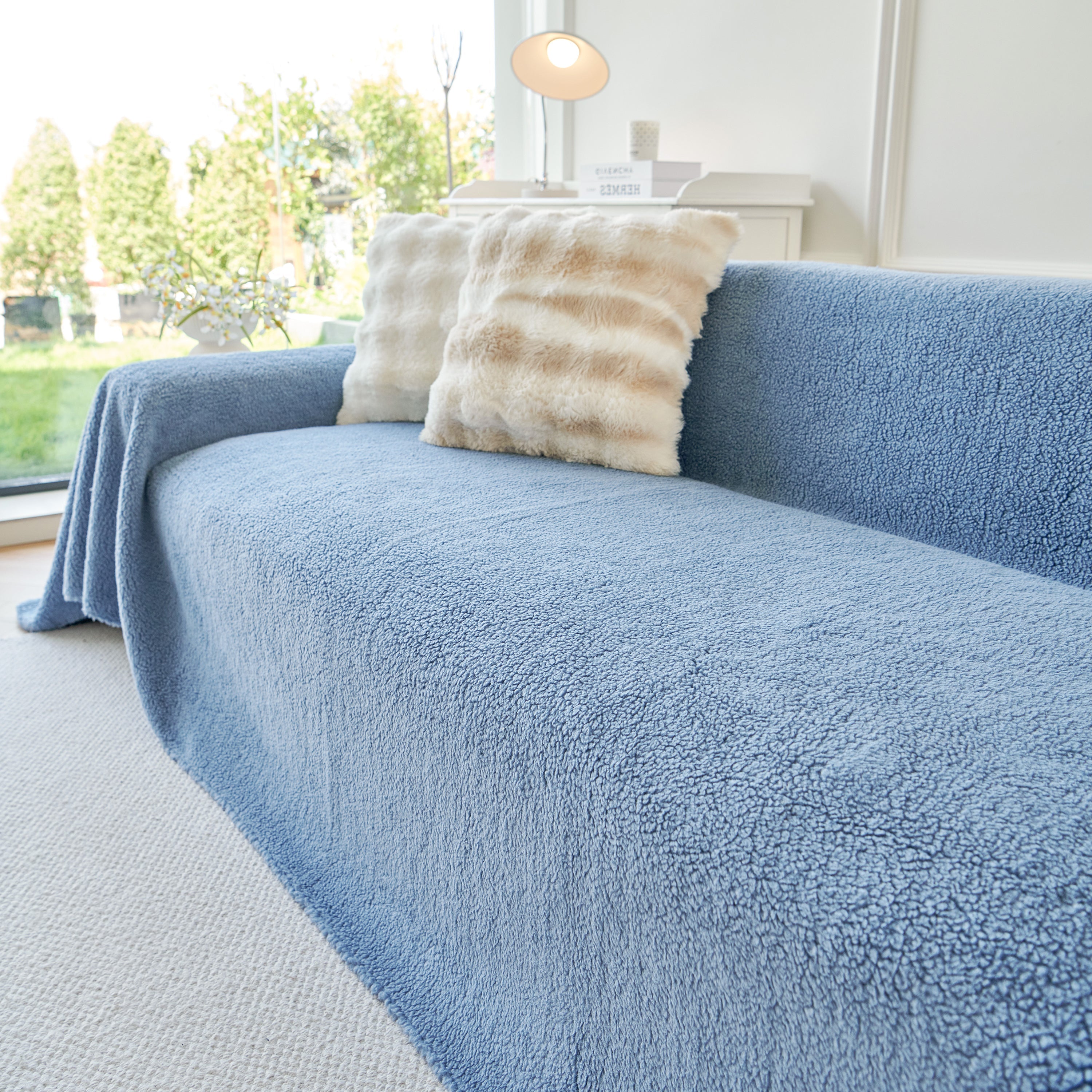 Thick Sherpa Fleece Sofa Protector Cover Stylish Durable Slipcovers for Couches and Chairs