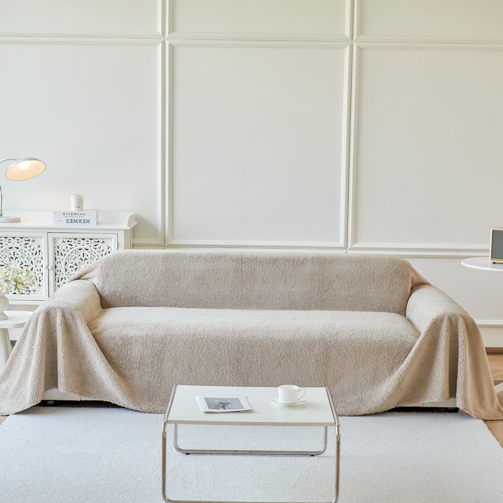 Thick Sherpa Fleece Sofa Protector Cover Stylish Durable Slipcovers for Couches and Chairs