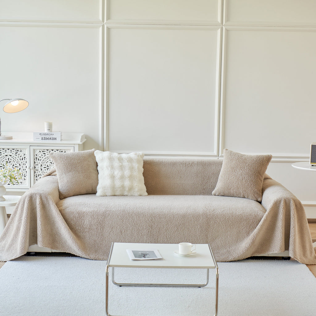 Thick Sherpa Fleece Sofa Protector Cover Stylish Durable Slipcovers for Couches and Chairs