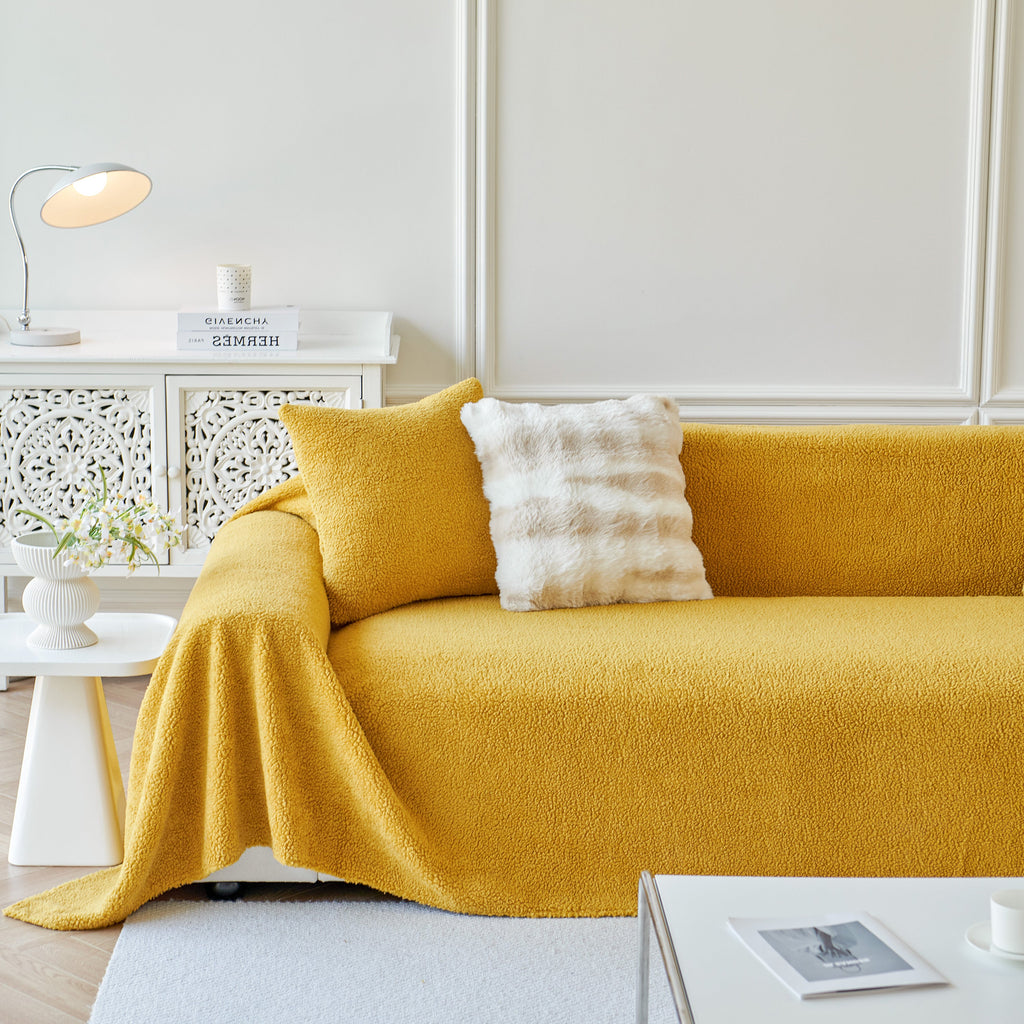 Thick Sherpa Fleece Sofa Protector Cover Stylish Durable Slipcovers for Couches and Chairs