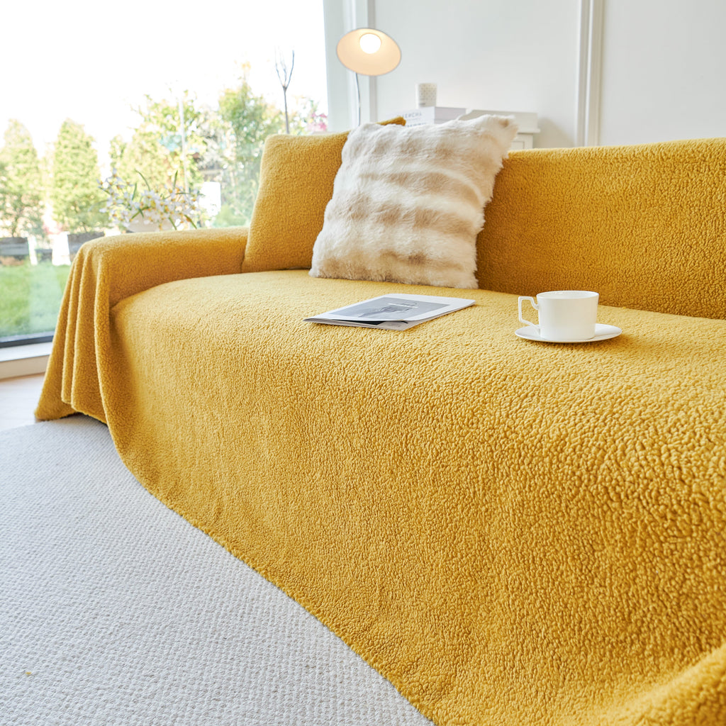 Thick Sherpa Fleece Sofa Protector Cover Stylish Durable Slipcovers for Couches and Chairs