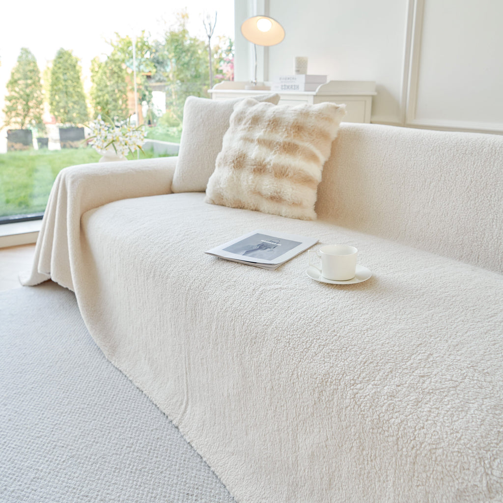 Thick Sherpa Fleece Sofa Protector Cover Stylish Durable Slipcovers for Couches and Chairs