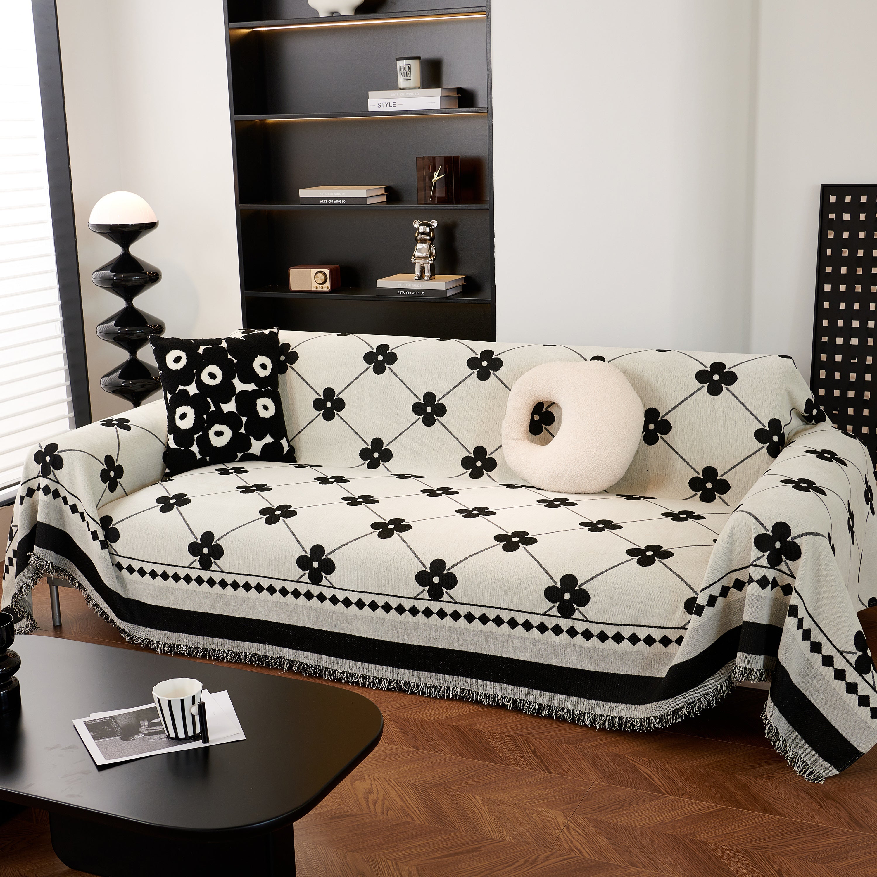 Comfy Four-Leaf Clover Hope Faith Love Luck Blanket for Couch, Chenille Scratch Proof Sofa Blanket Covers