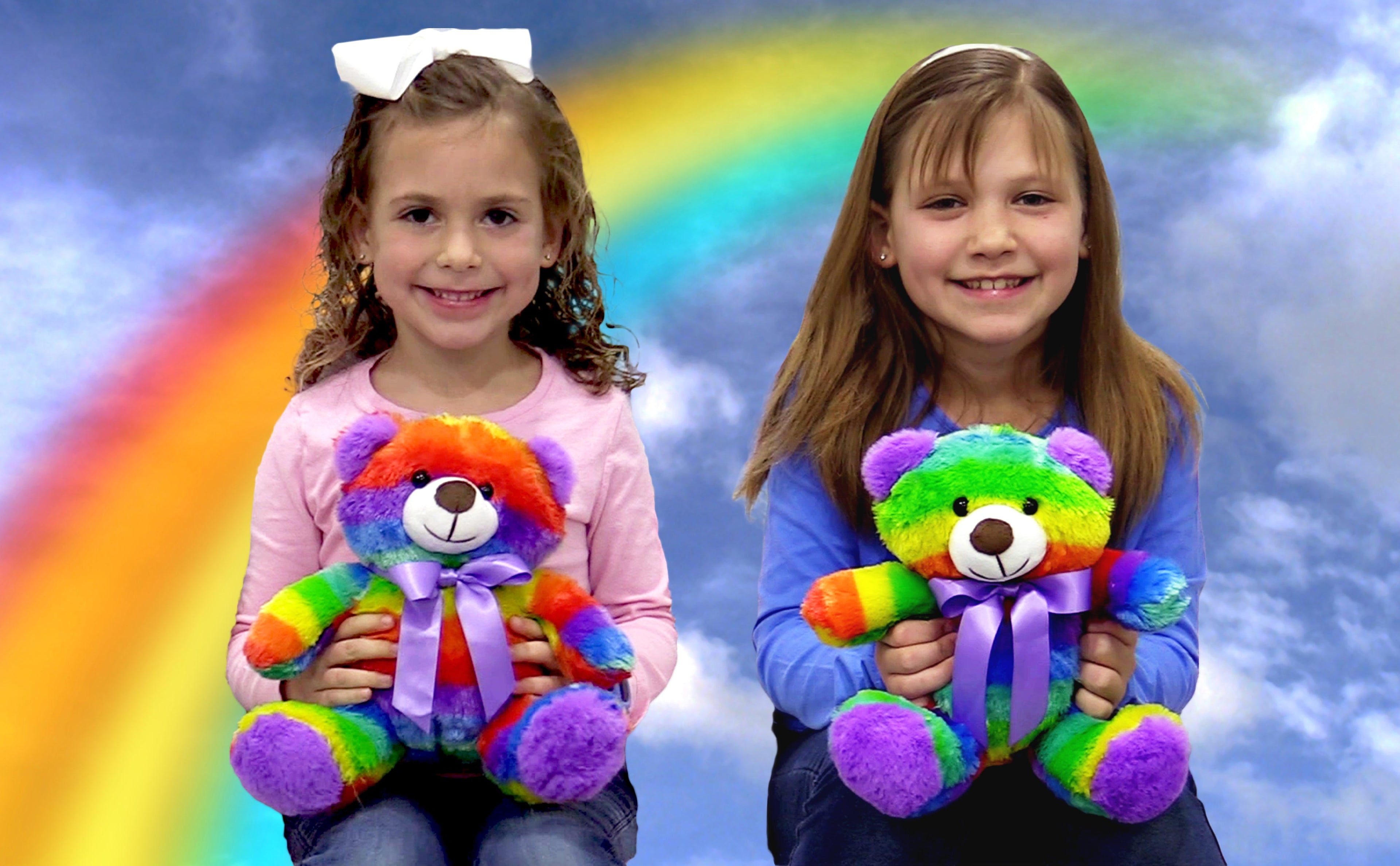 Rainbow Teddy Bear Plush Stuffed Animal Cuddly Soft 12 inch