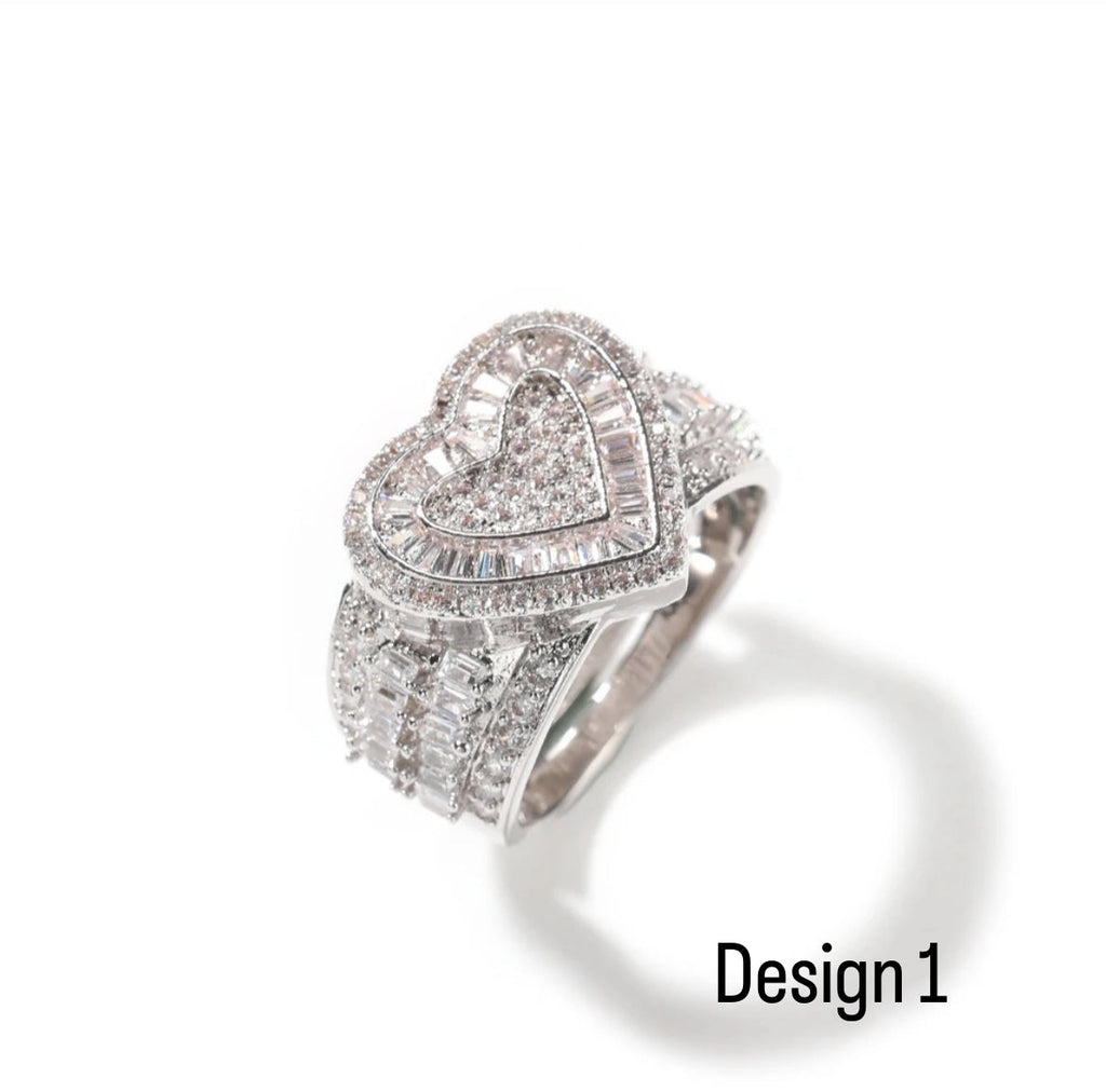 Thick Hearts Baguette Ring