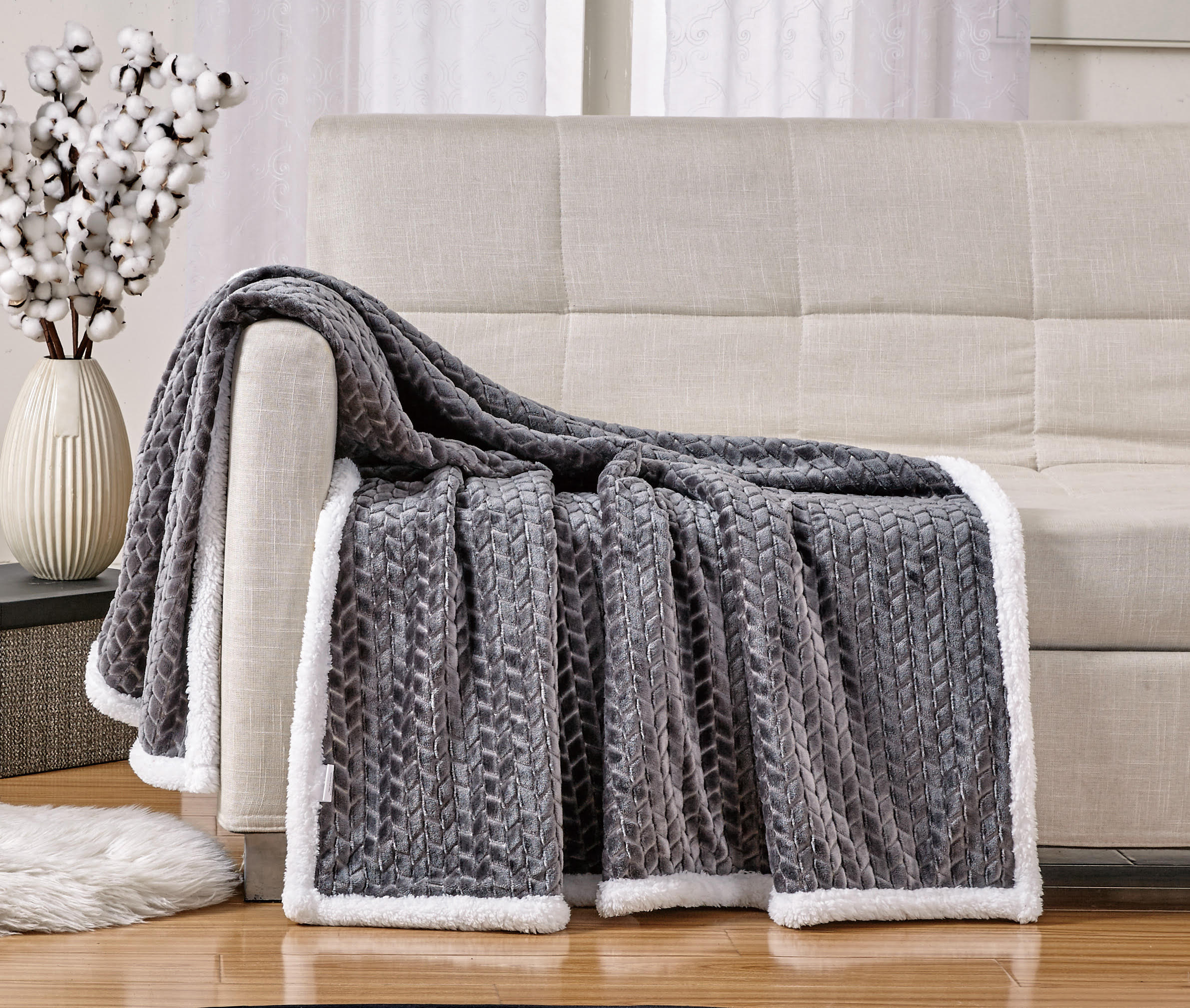 Decor&More Home Essentials Braided Sherpa Blanket