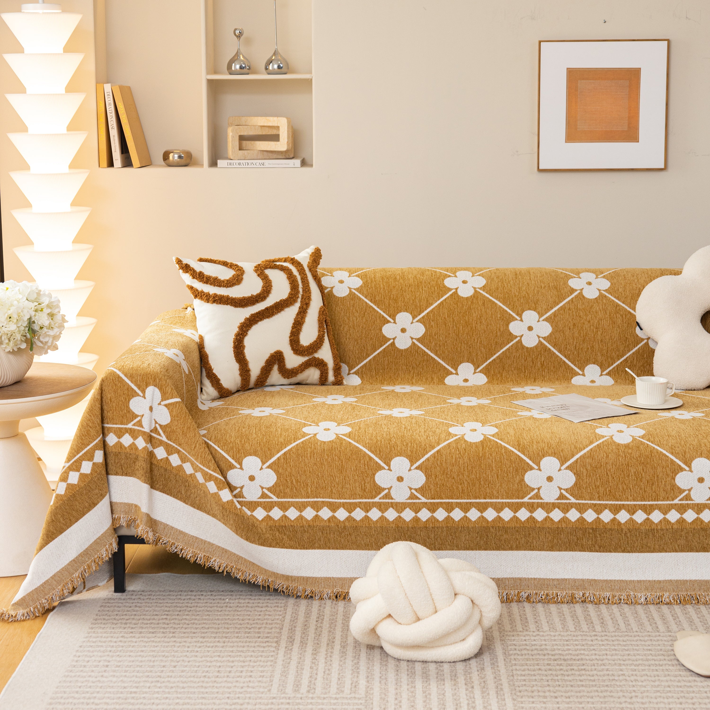 Comfy Four-Leaf Clover Hope Faith Love Luck Blanket for Couch, Chenille Scratch Proof Sofa Blanket Covers