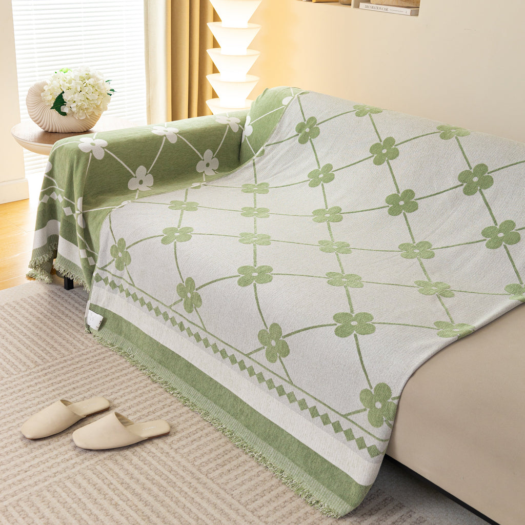 Comfy Four-Leaf Clover Hope Faith Love Luck Blanket for Couch, Chenille Scratch Proof Sofa Blanket Covers