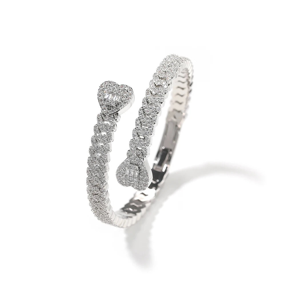 Icy Cuban Heart Bangle